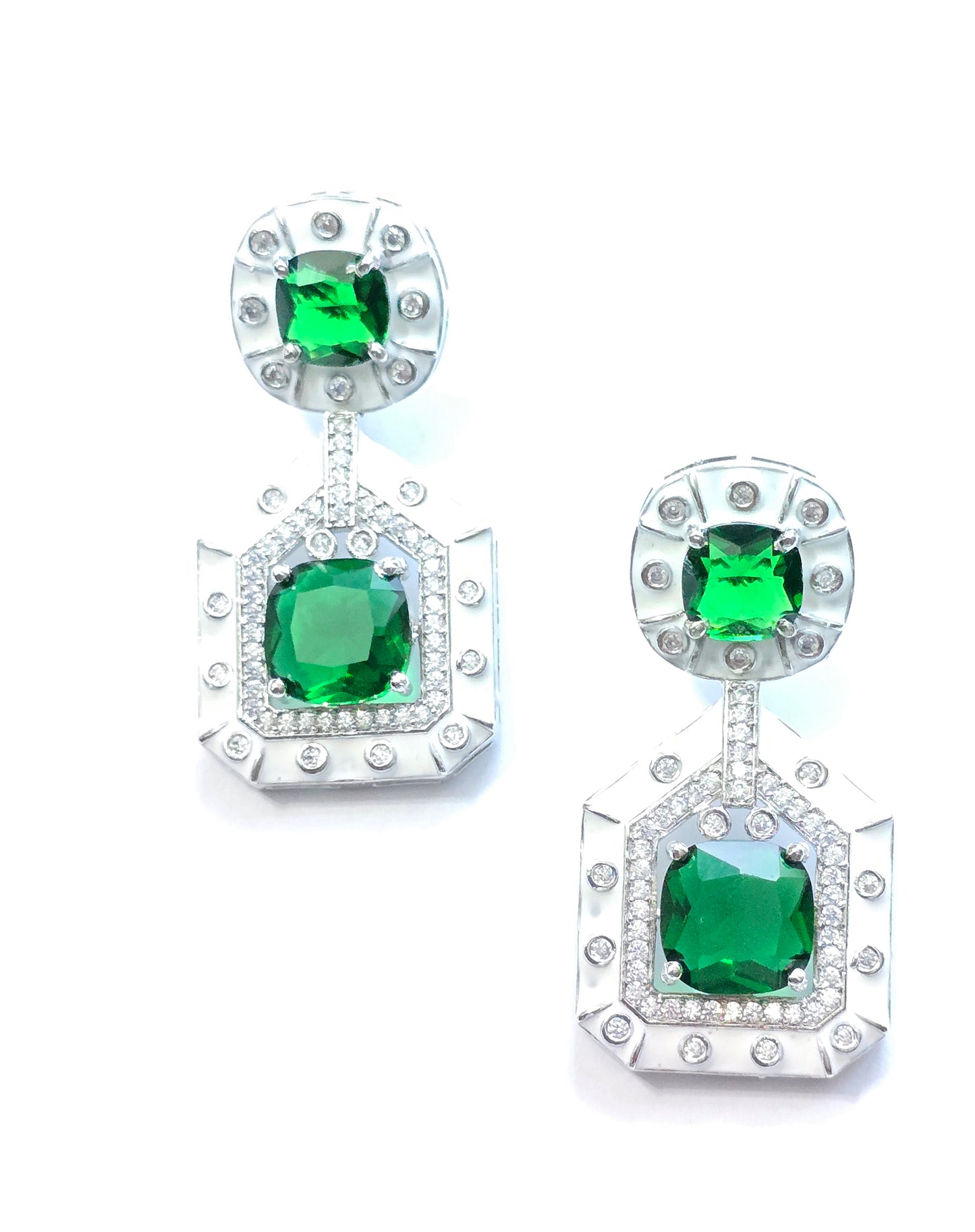Crystal Dangler with White Enamel