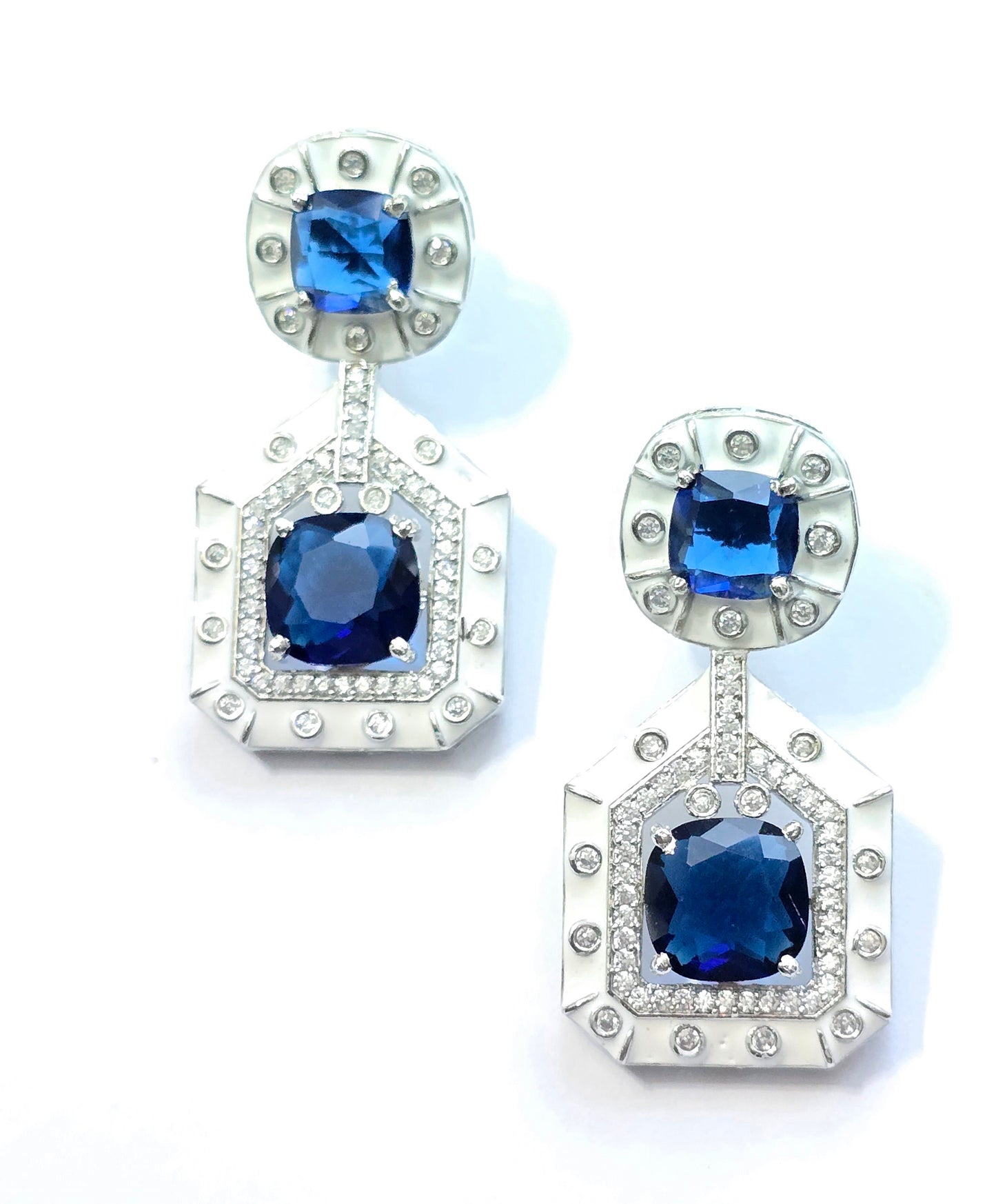 Crystal Dangler with White Enamel