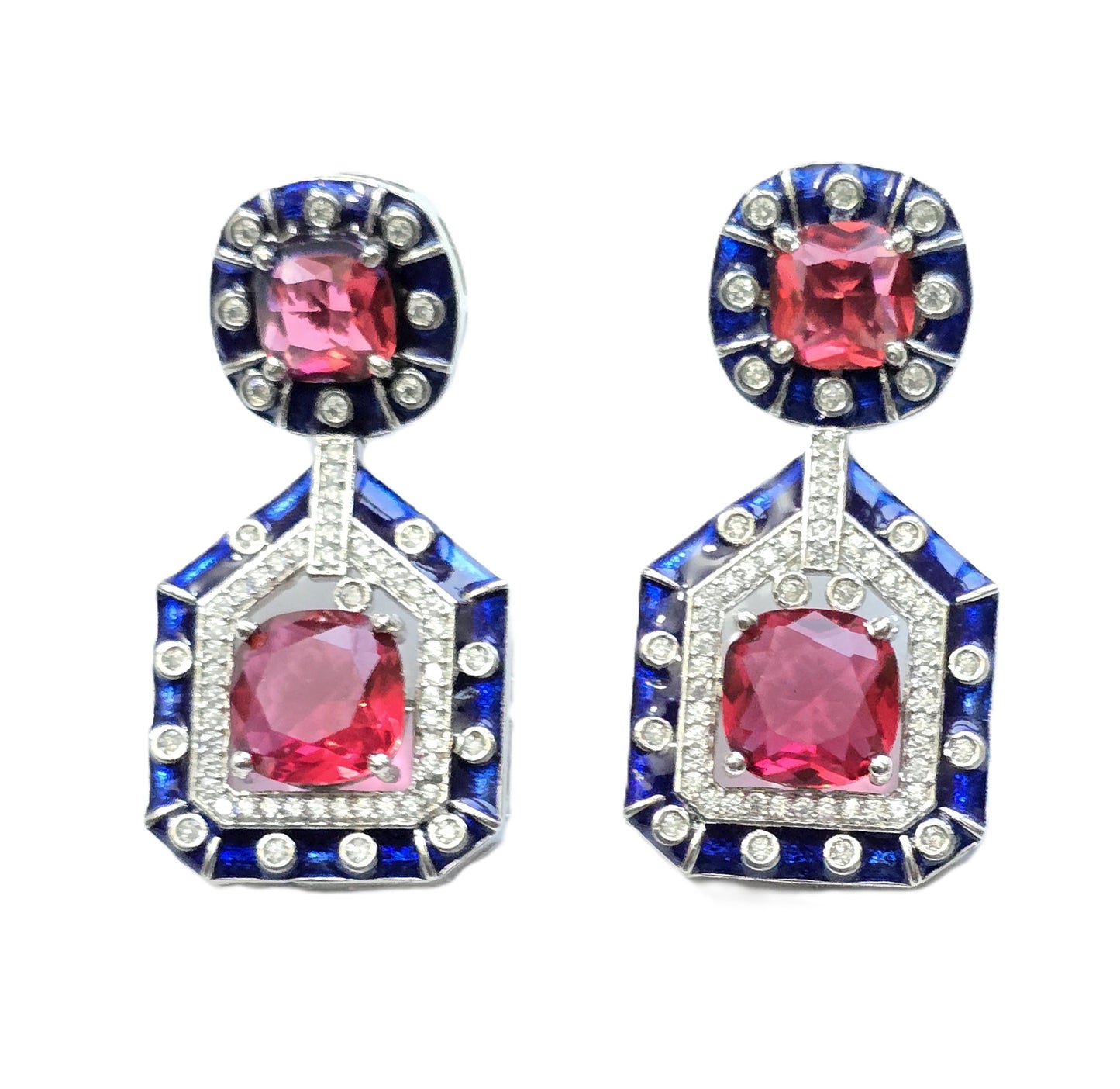 Crystal Dangler with Blue Enamel