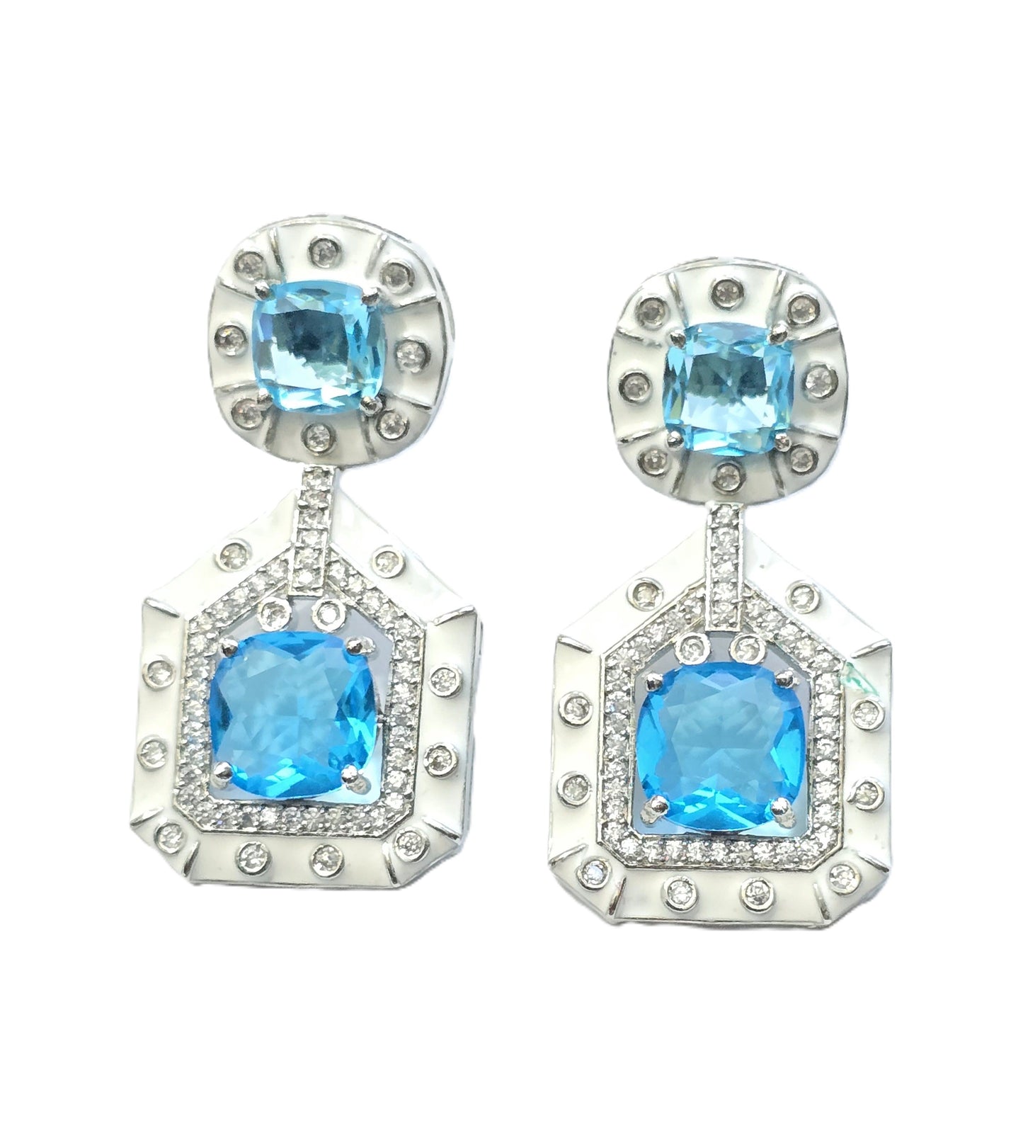 Crystal Dangler with White Enamel