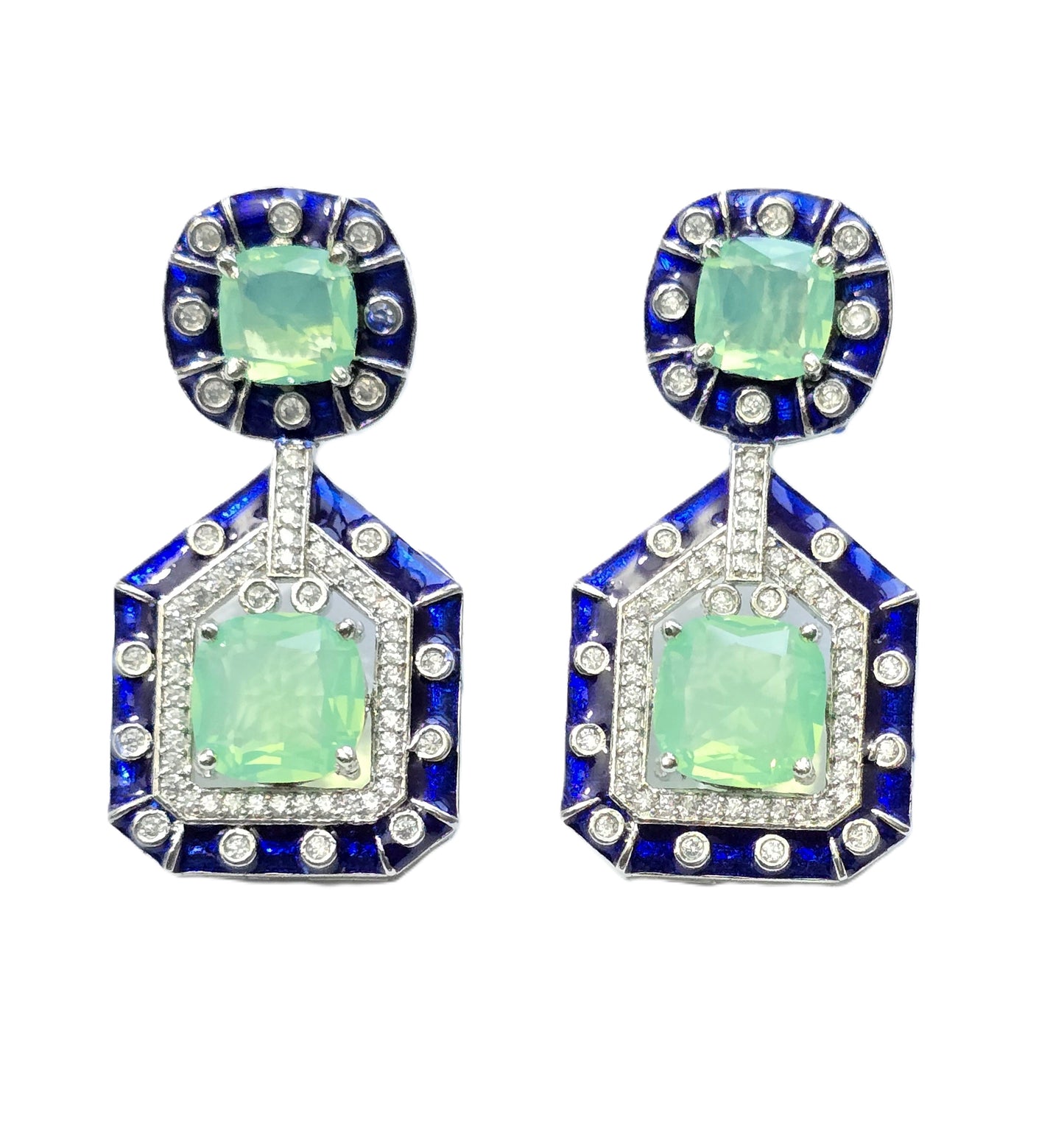 Crystal Dangler with Blue Enamel