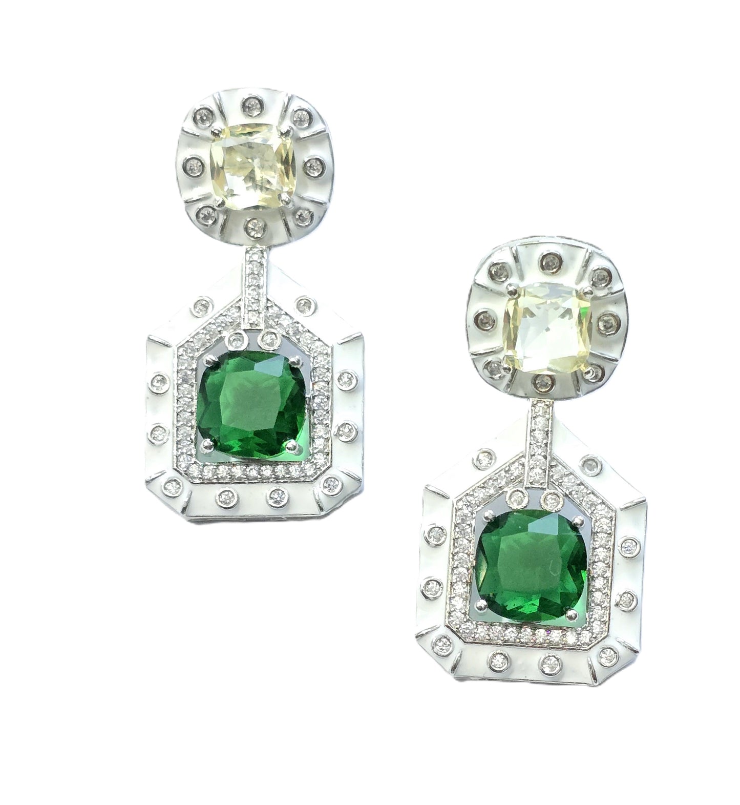 Crystal Dangler with White Enamel