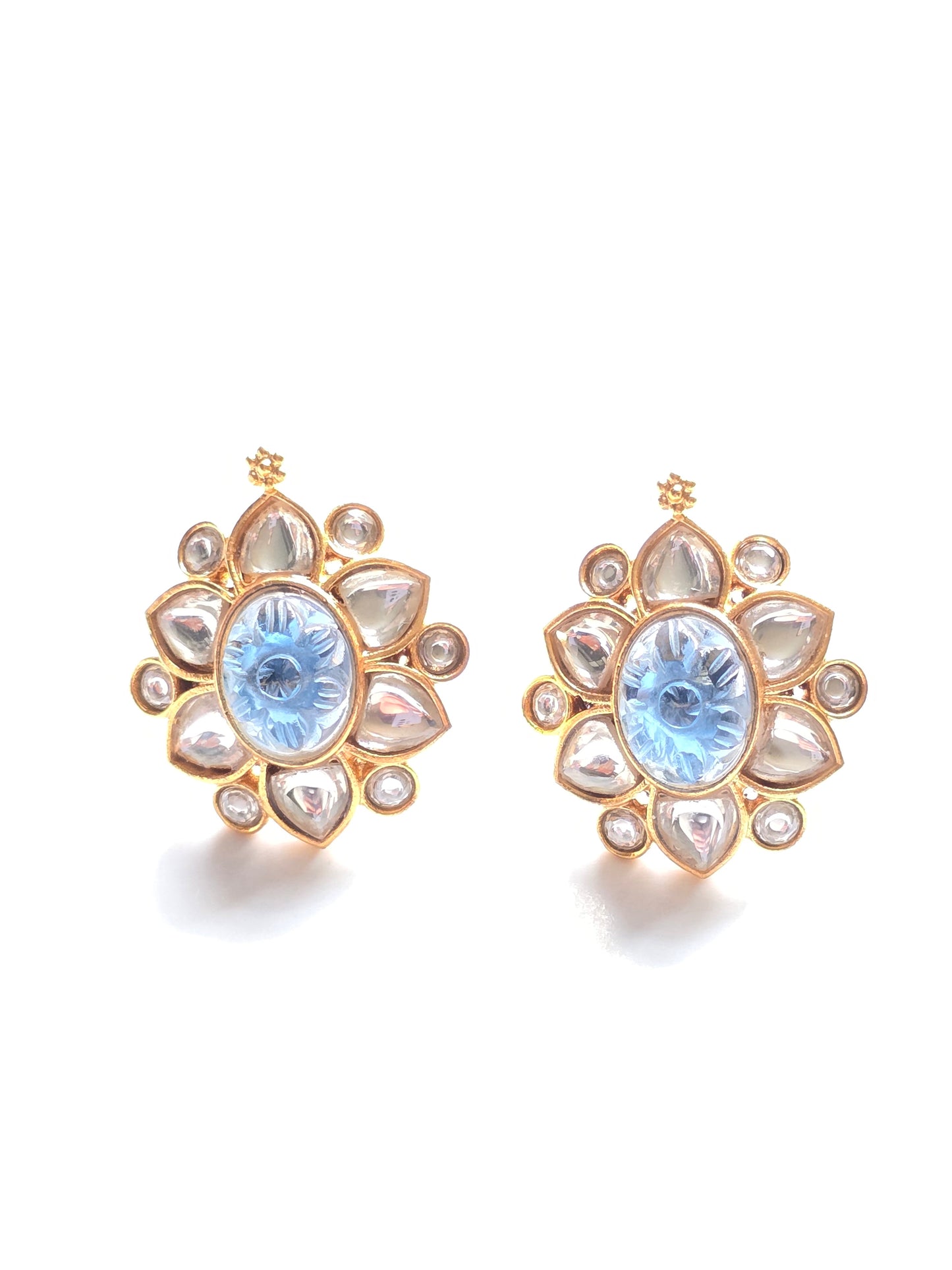 Winifred Kundan Carved Stone Studs Earrings