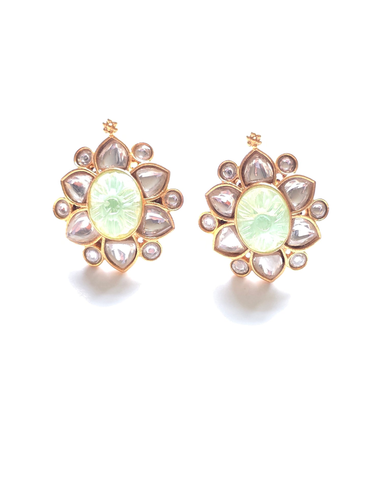 Winifred Kundan Carved Stone Studs Earrings
