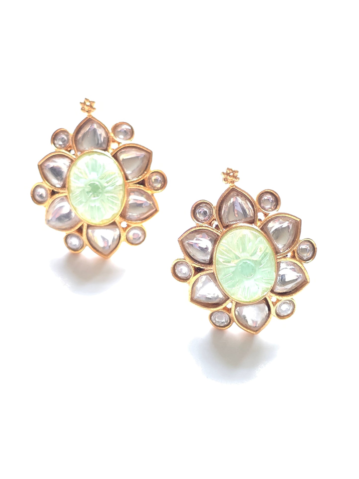 Winifred Kundan Carved Stone Studs Earrings