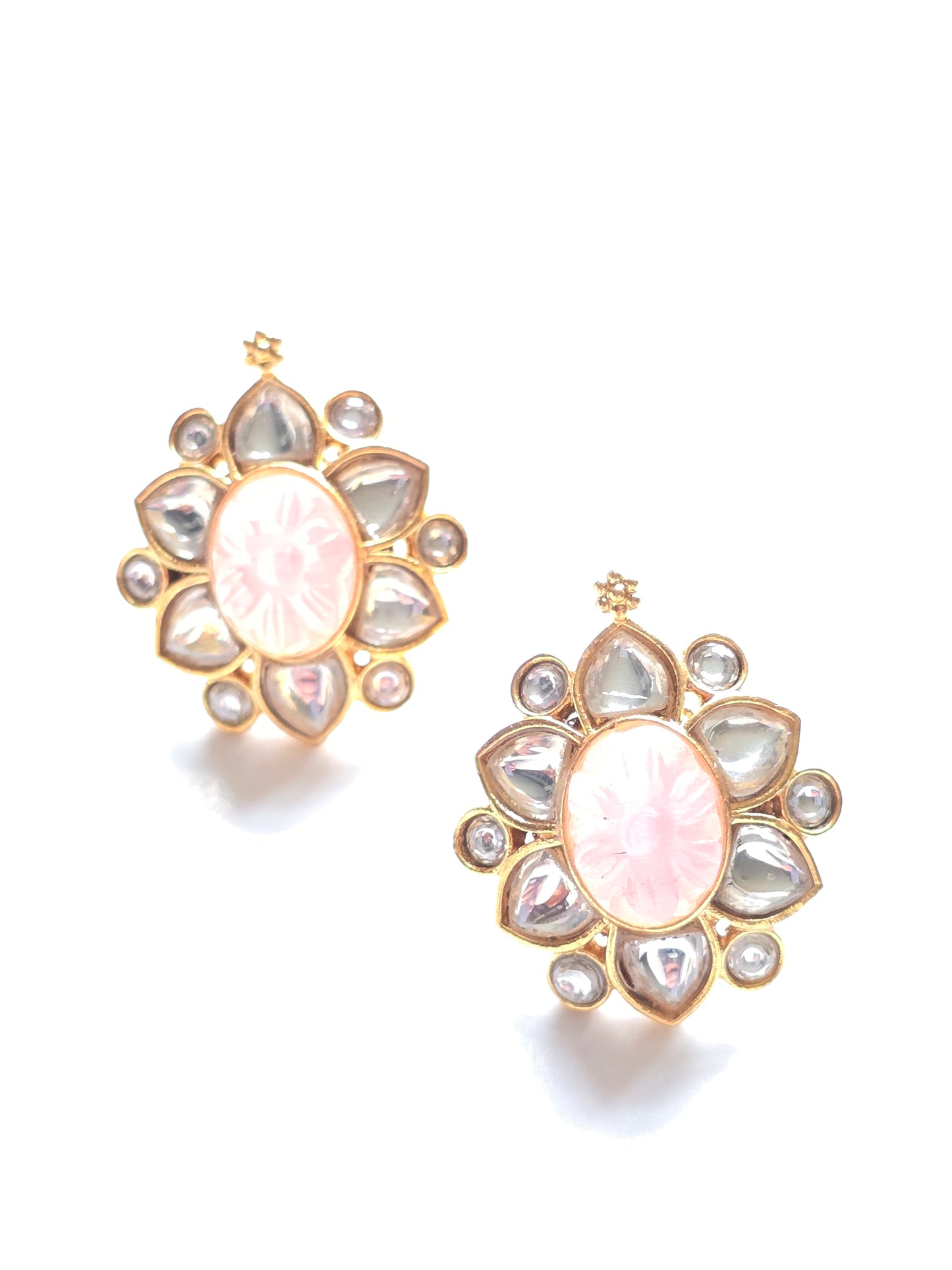 Winifred Kundan Carved Stone Studs Earrings