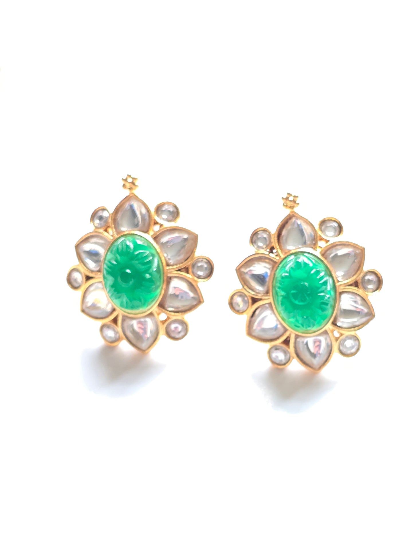 Winifred Kundan Carved Stone Studs Earrings