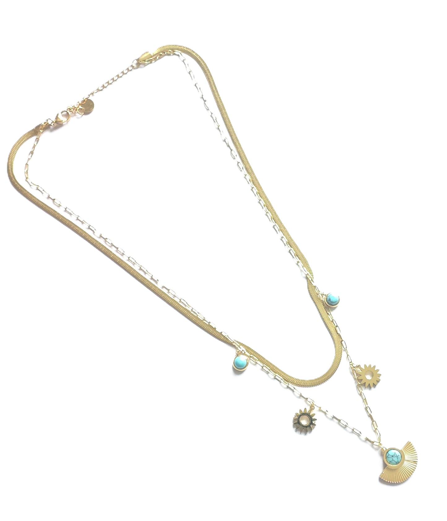 Maxine Gold Plated Turquoise Stone Chain Necklace