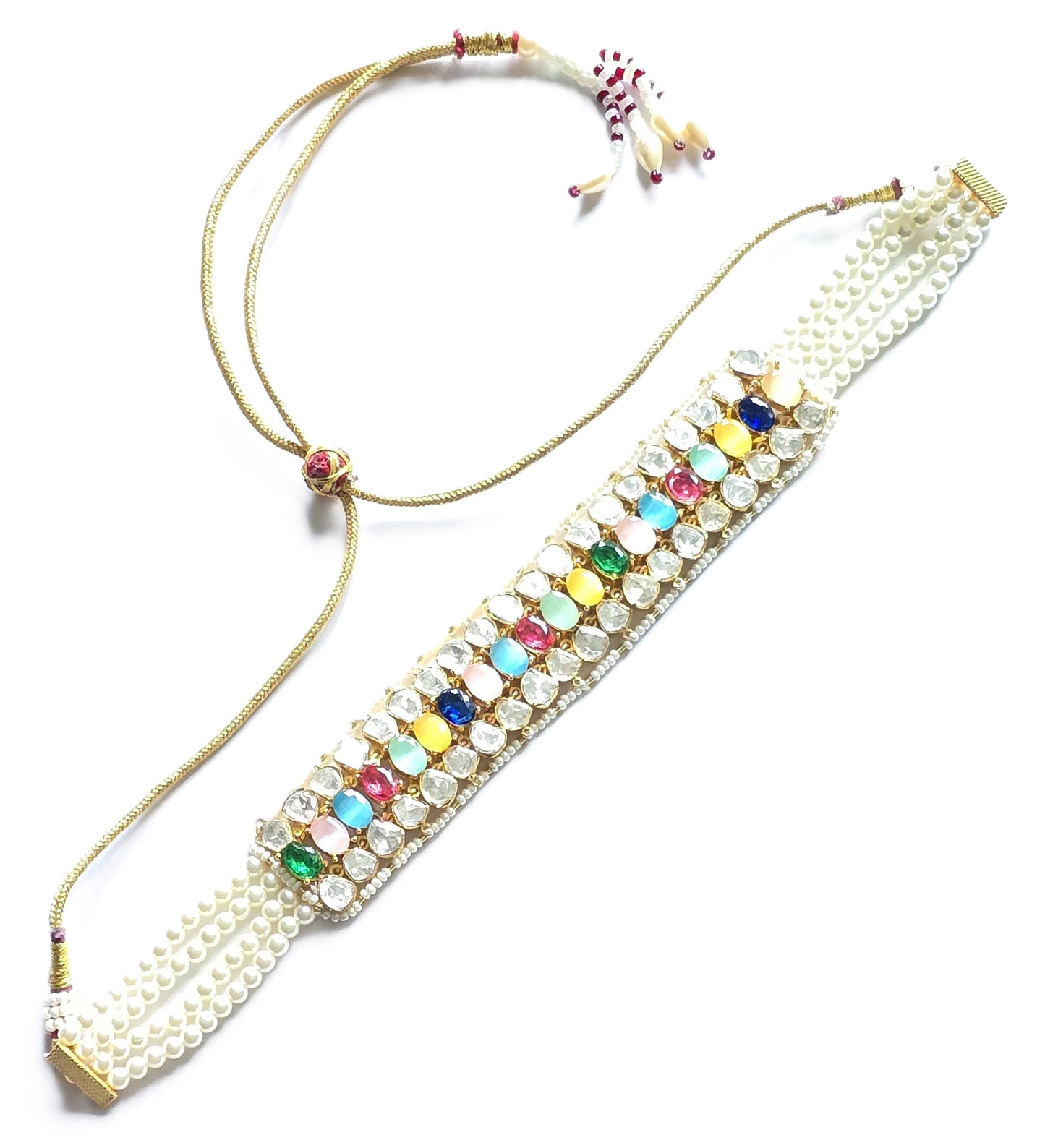 Catalina Navratan Moissanite  Choker Necklace Set