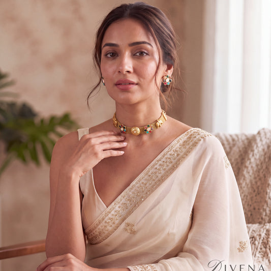 Berkley Vintage Navratan Fusion Choker Necklace Set
