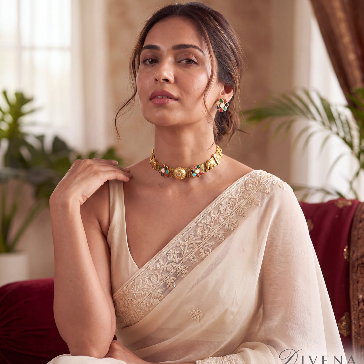 Berkley Vintage Navratan Fusion Choker Necklace Set