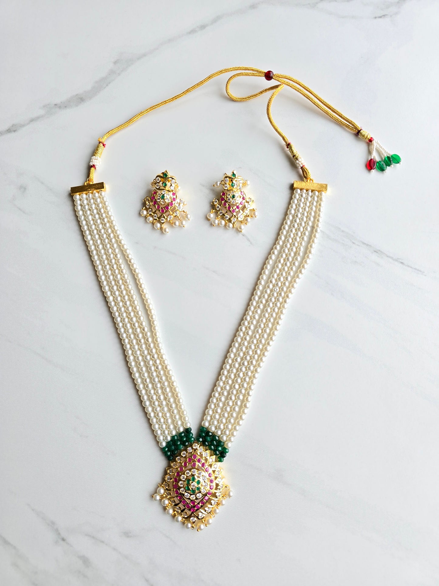 Alice Hyderabadi Jadau Pearl Necklace Set