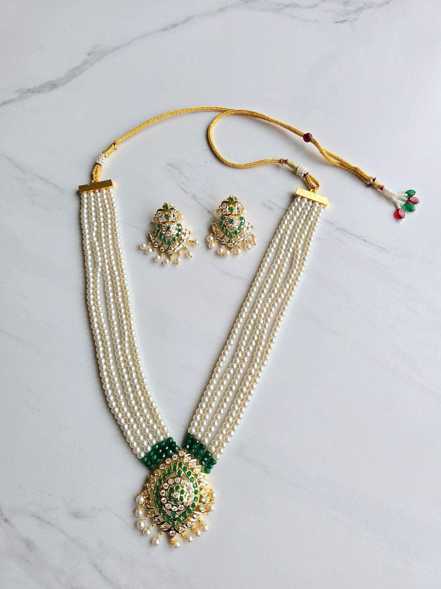 Alice Hyderabadi Jadau Pearl Necklace Set