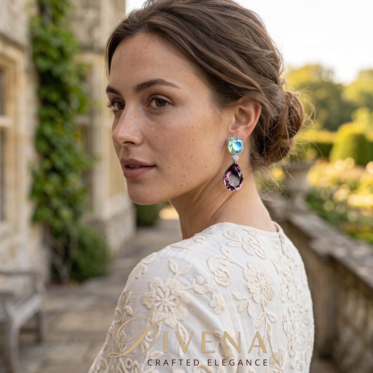 Ivy Dual Tone Crystal Dangle Earrings