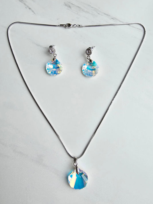 Amy-Mystic Seashell Crystal Pendant Set