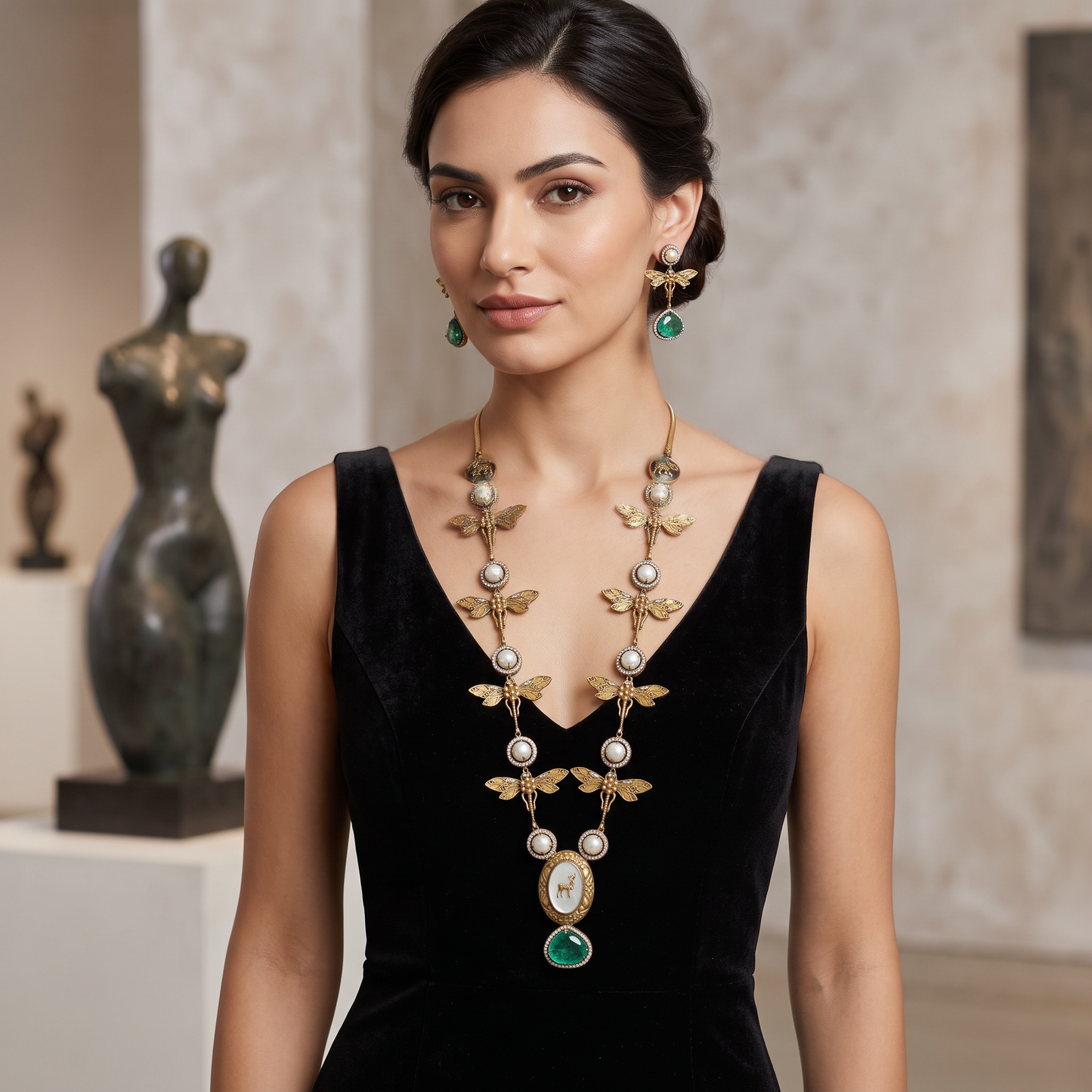 Zara Fusion Necklace Set with MOP & Doublet Stone