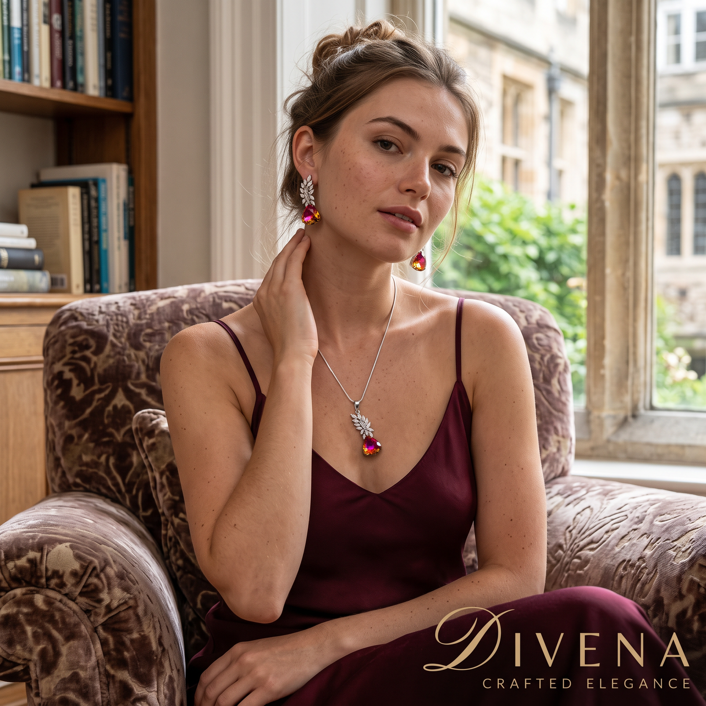 Myla Crystal Moissanite Pendant Set