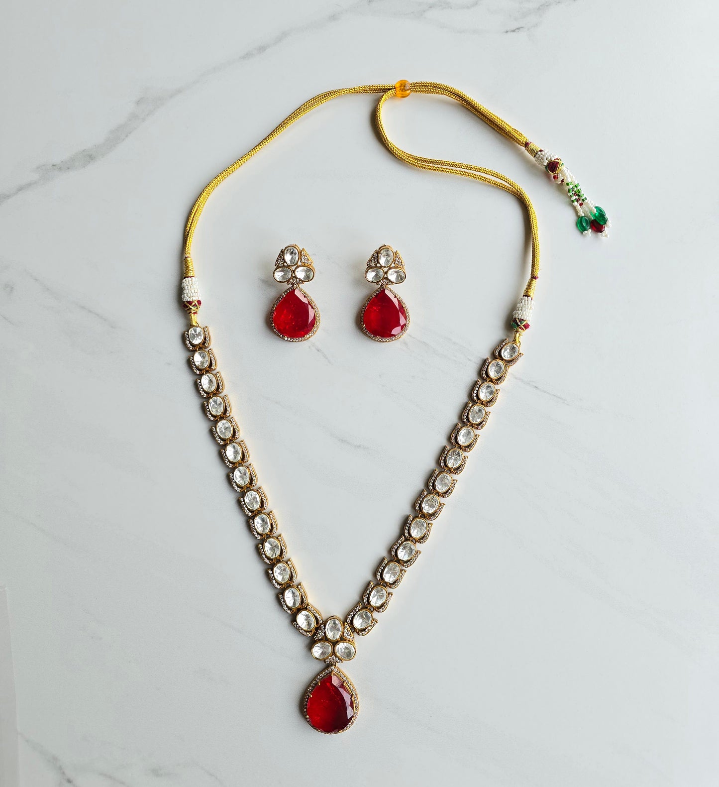 Beatrice Polki Kundan Doublet Stone Necklace Set