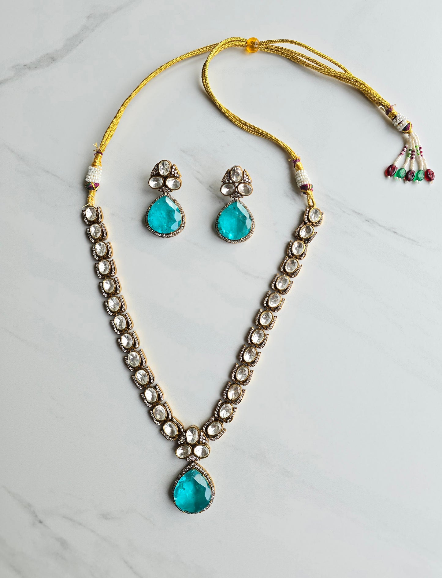 Beatrice Polki Kundan Doublet Stone Necklace Set