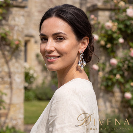 Sophia Pave Setting Zircons Pearl Dangle Earrings