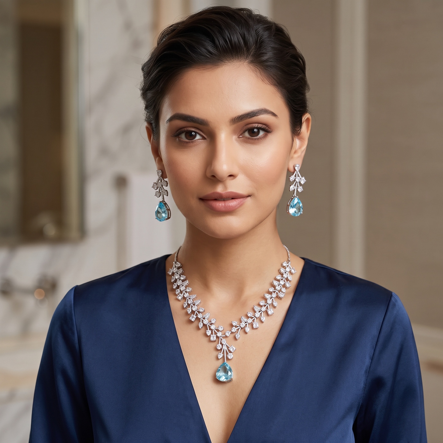 Iris CZ Crystal Necklace Set