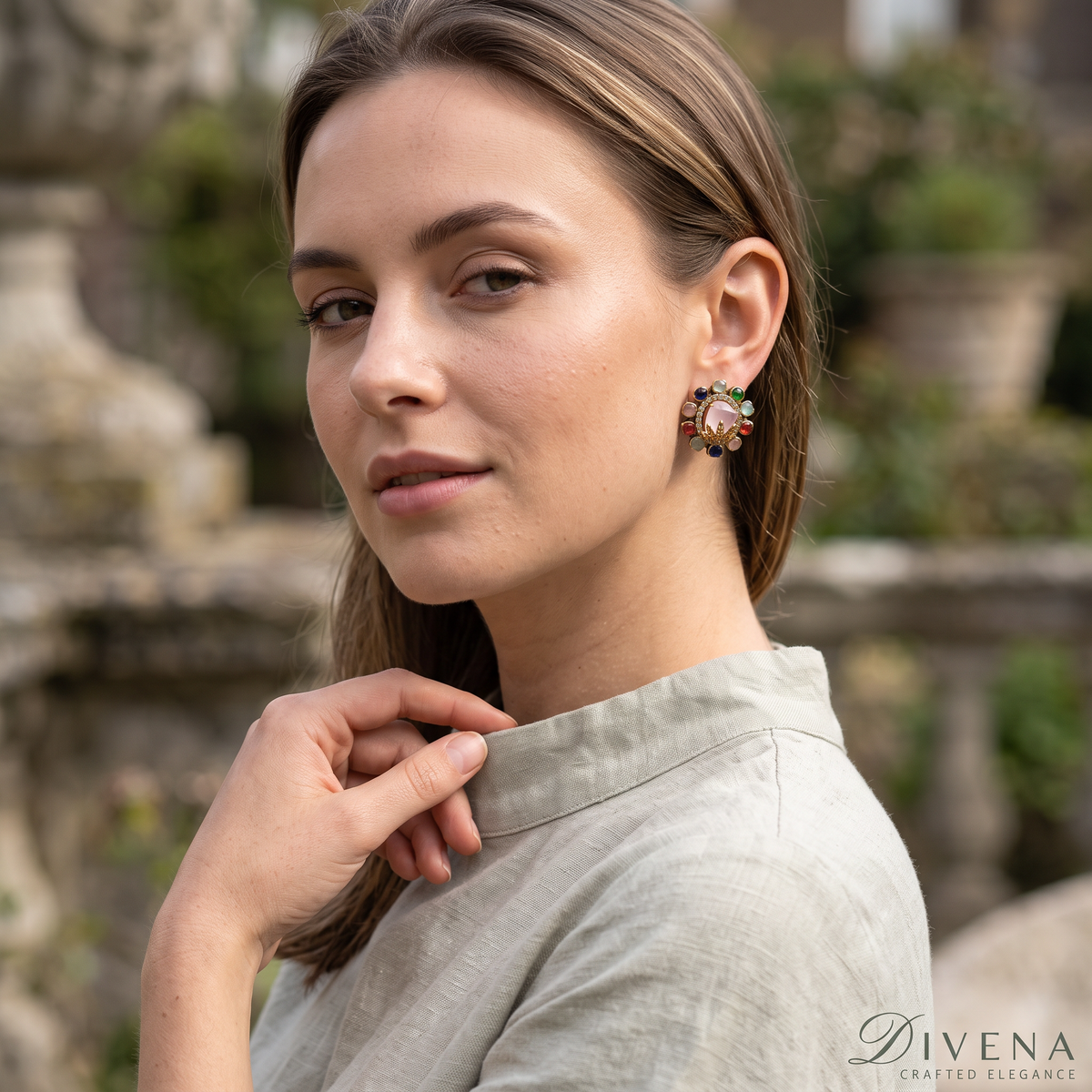 Peggy Natural Stones Studs