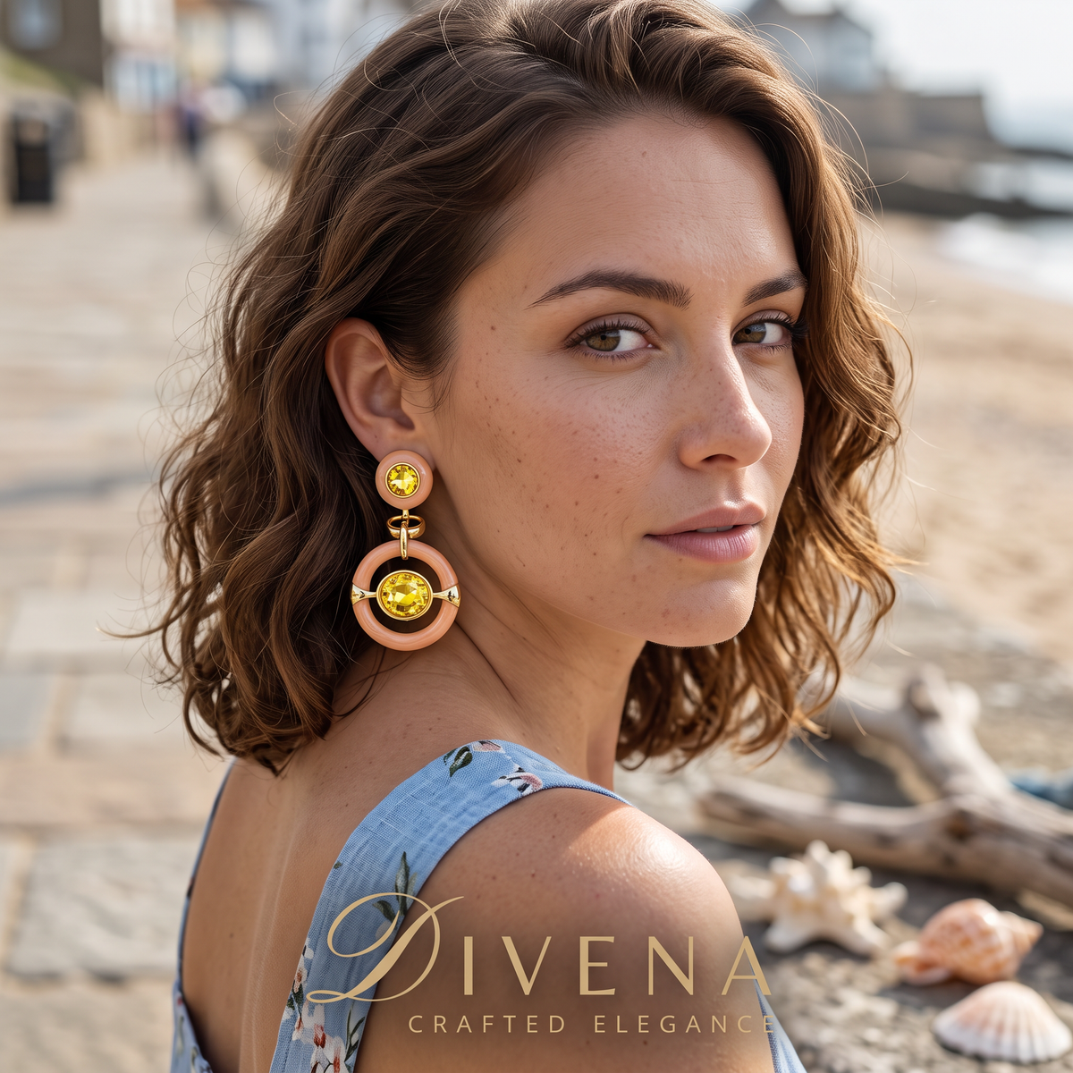 Jessica Enamel Crystal Dangle Earrings