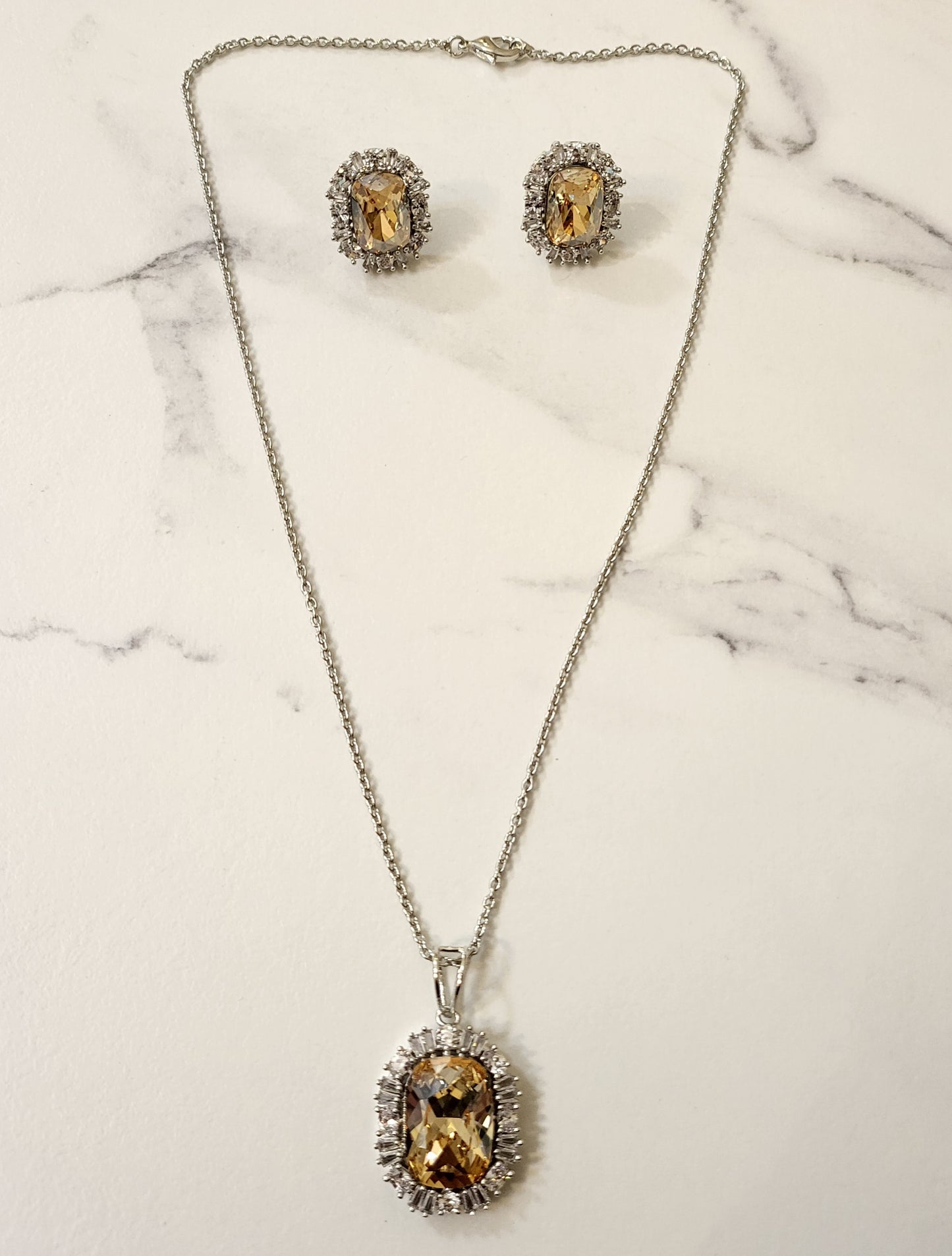 CZ Crystal Pendant Set