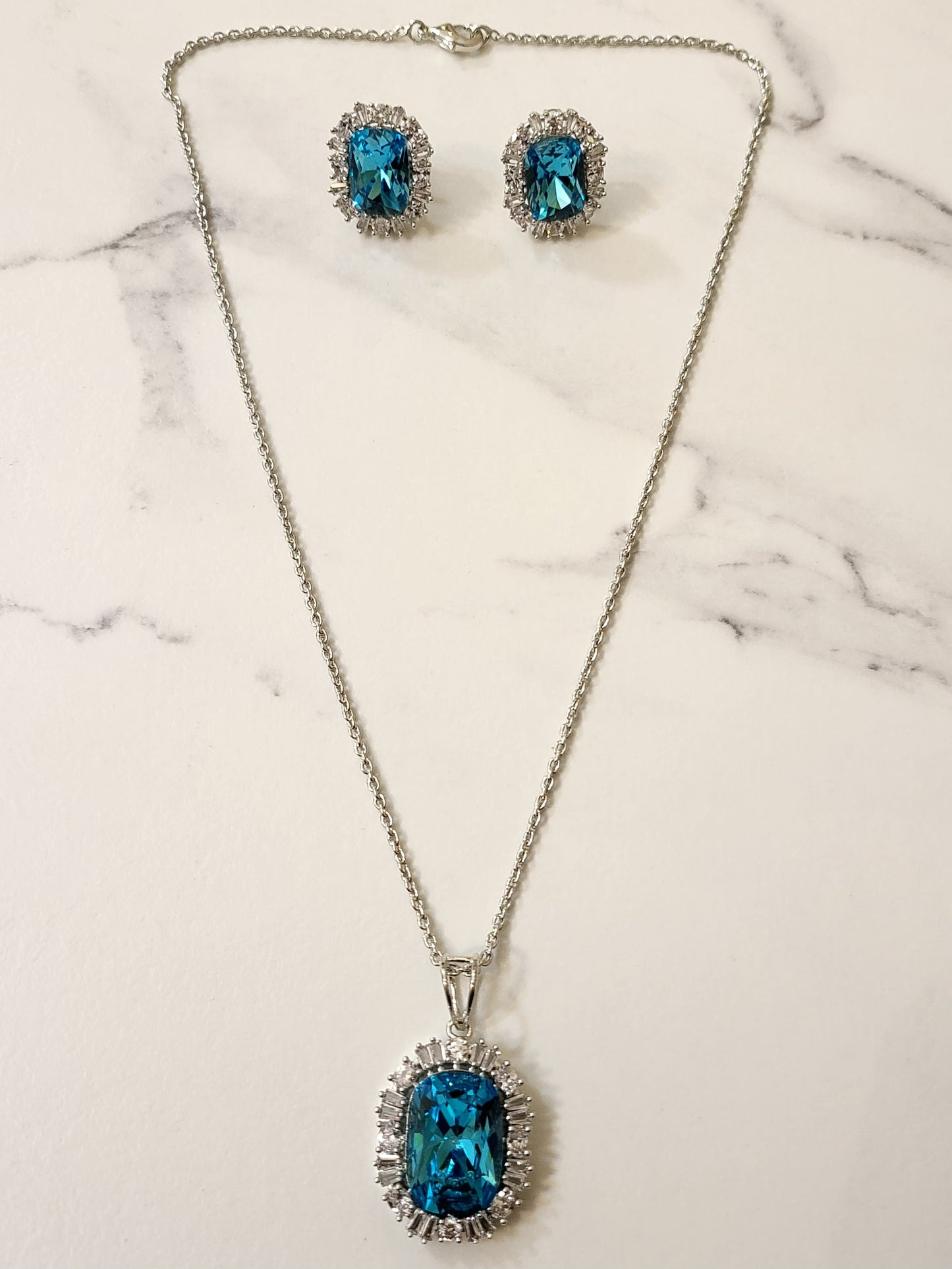 CZ Crystal Pendant Set