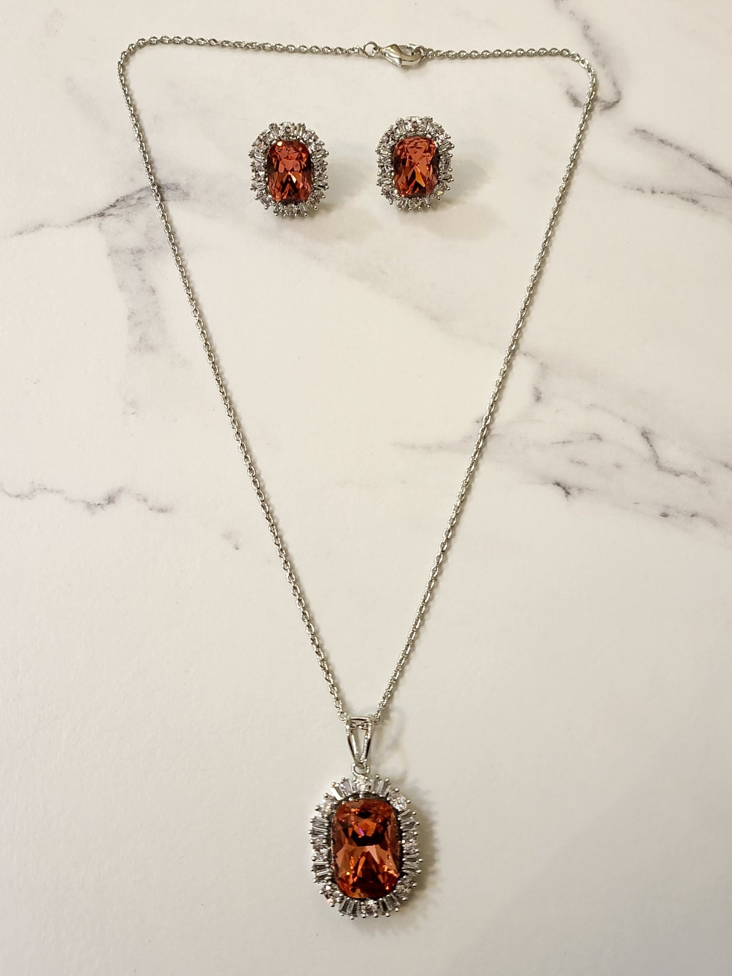 CZ Crystal Pendant Set