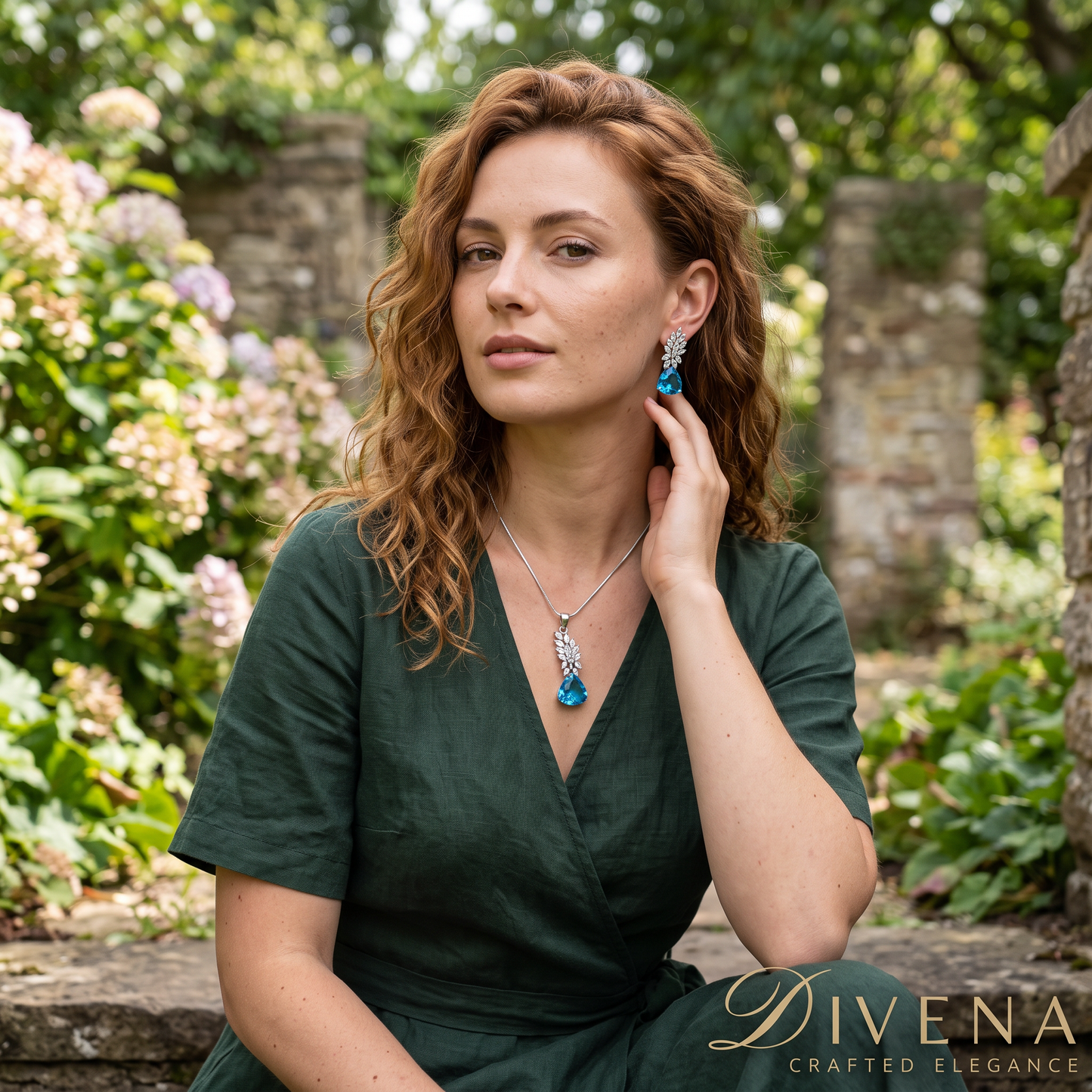 Myla Crystal Moissanite Pendant Set