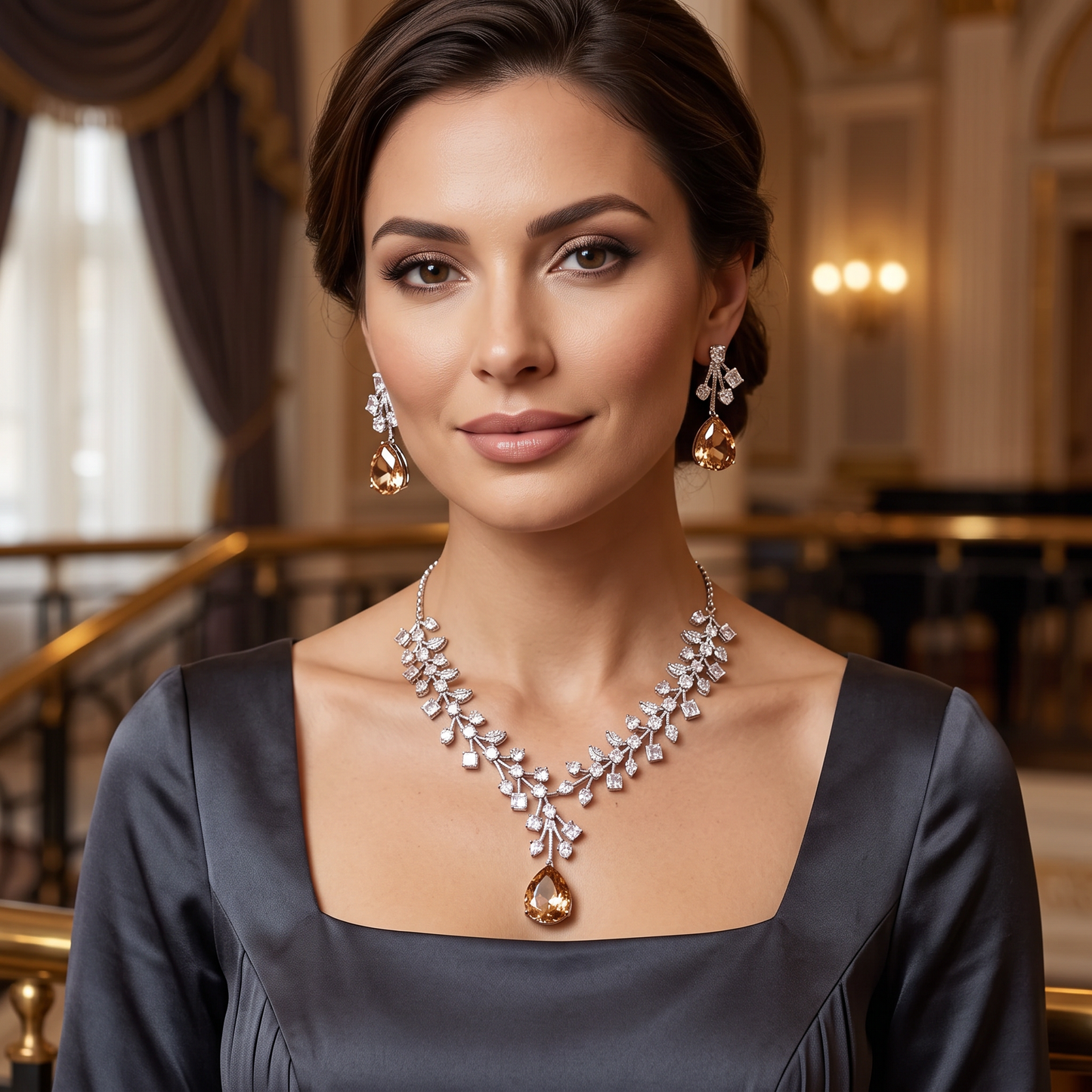 Iris CZ Crystal Necklace Set