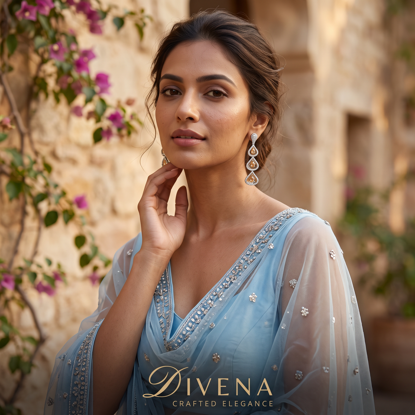 Sophia Three Tier Crystal Drop Earrings