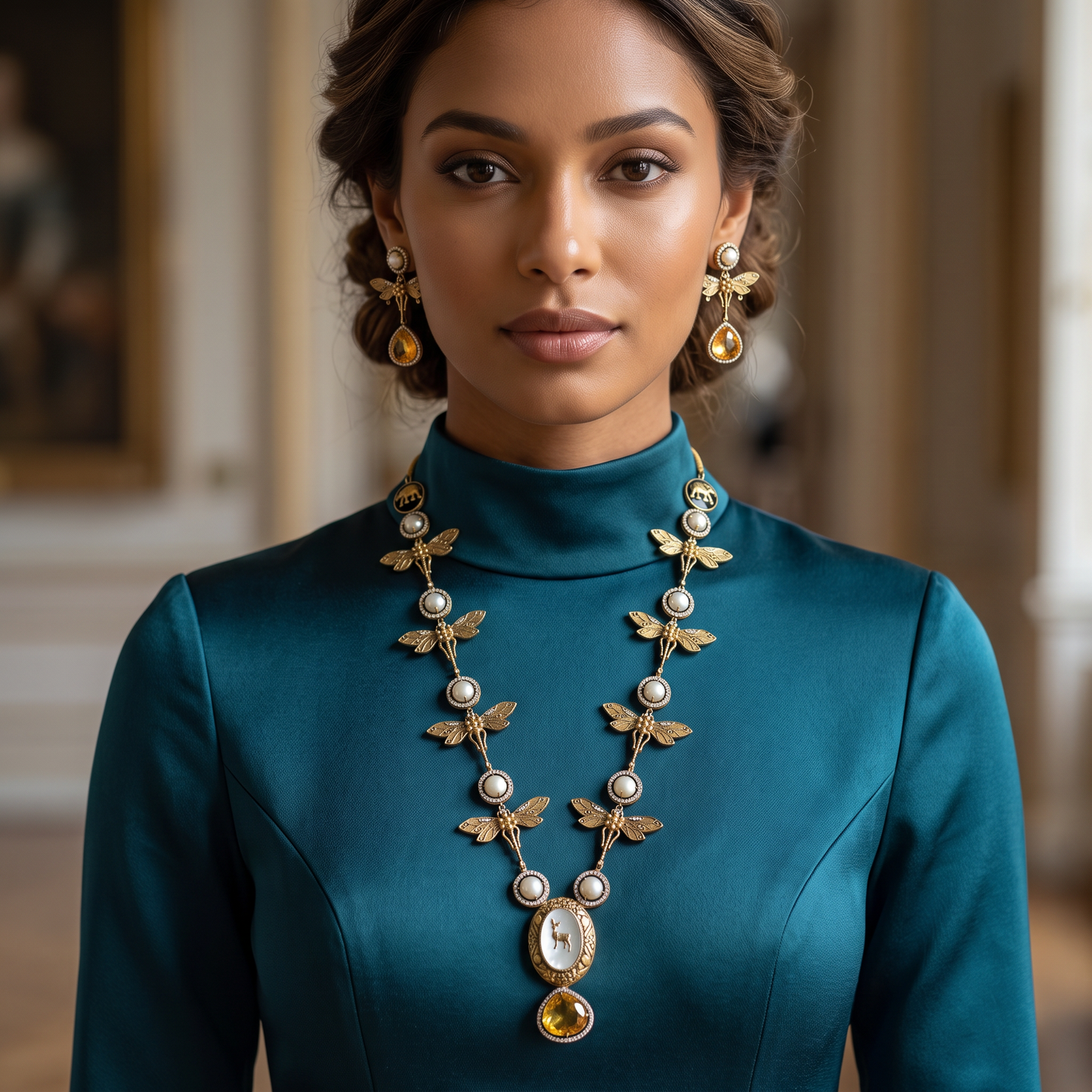 Zara Fusion Necklace Set with MOP & Doublet Stone