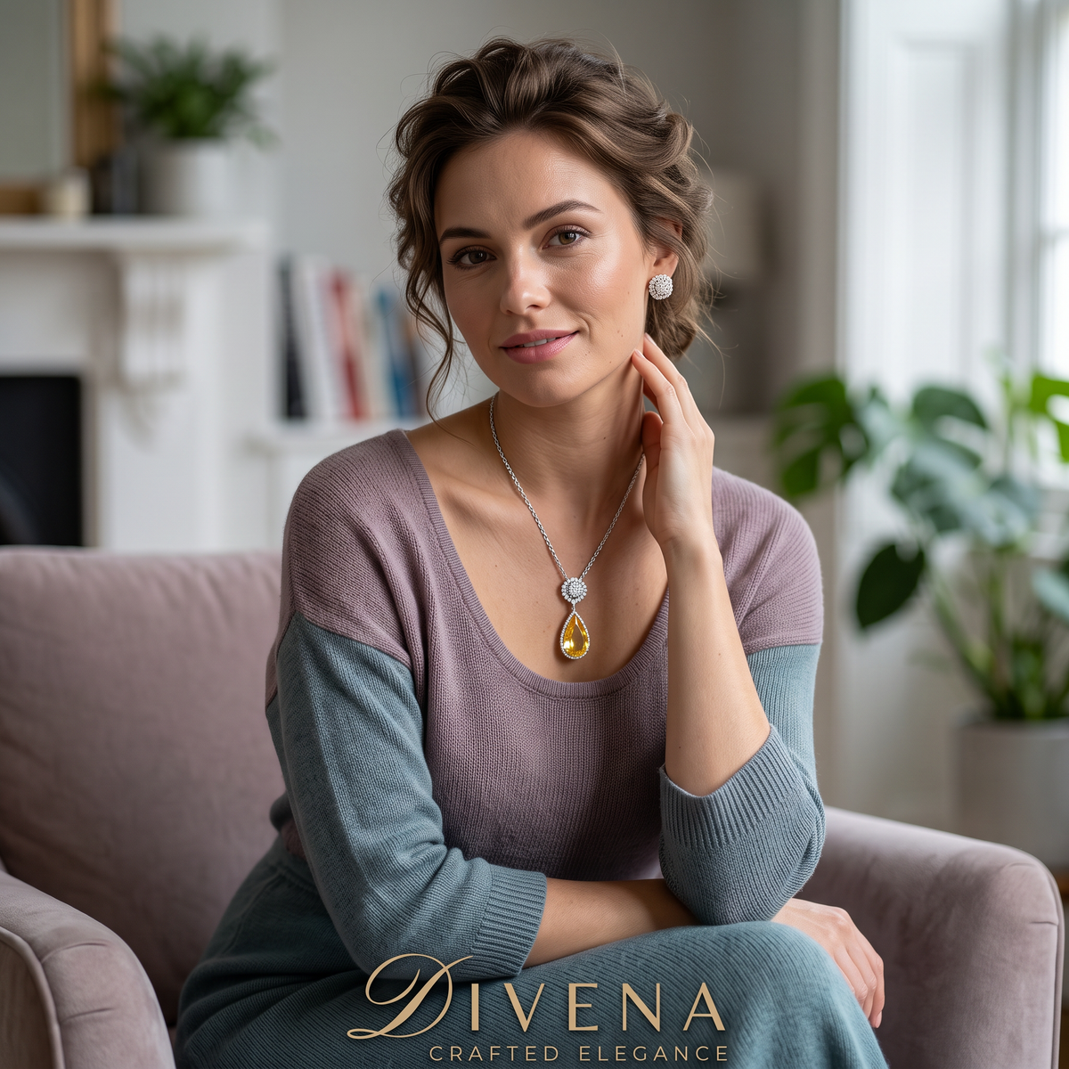 Myla CZ Tear Drop Crystal Pendant Set