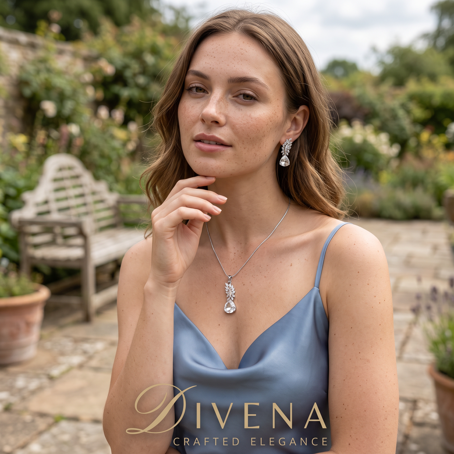 Myla Crystal Moissanite Pendant Set