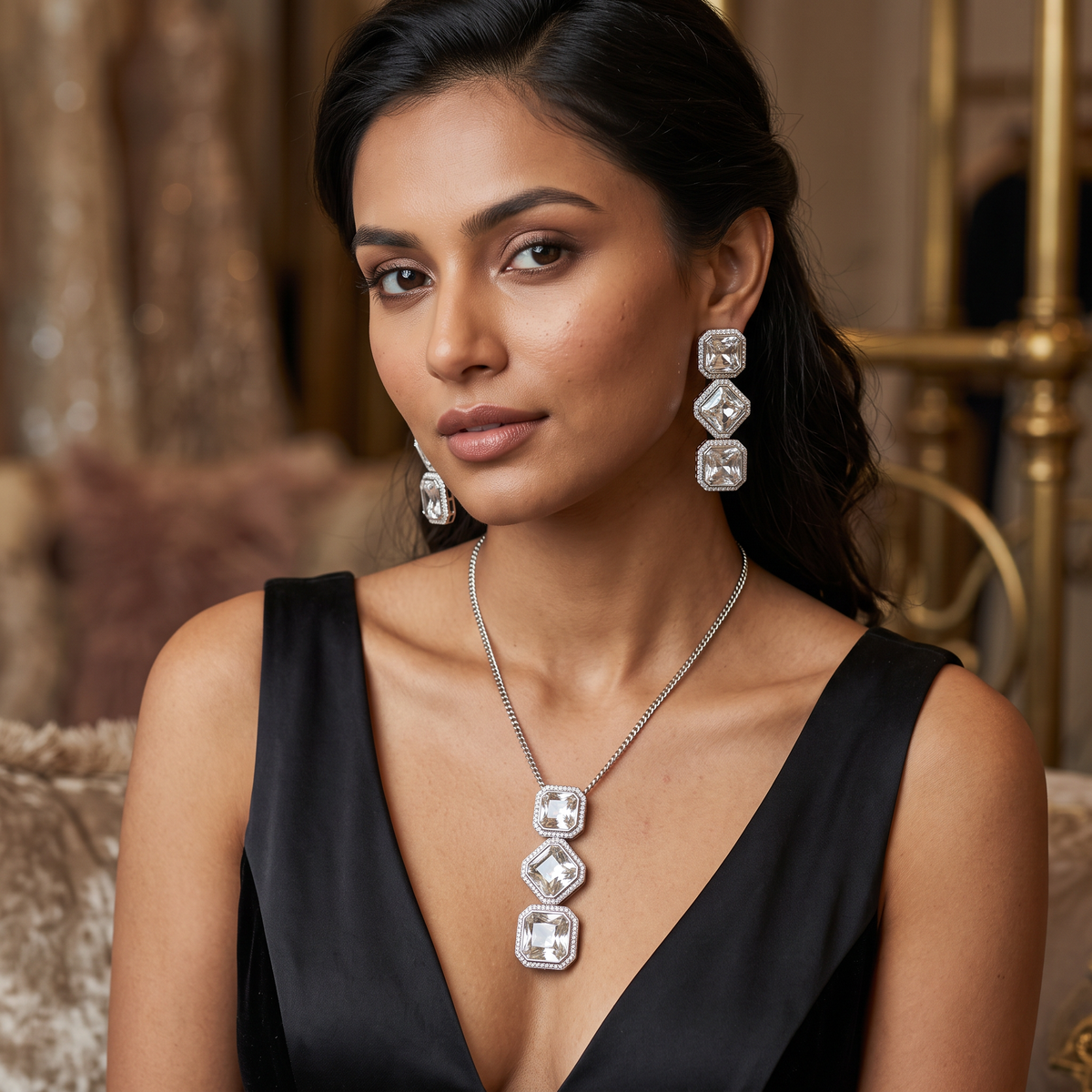 Rebecca Crystal Pendant Set