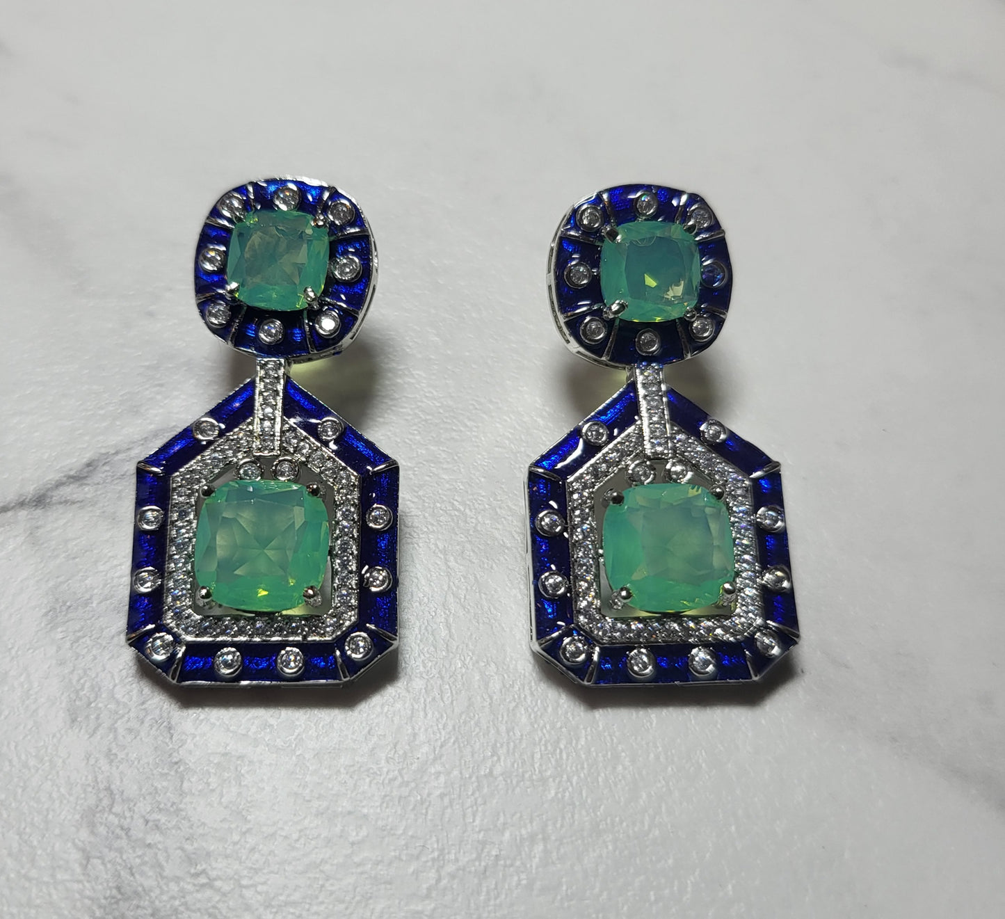 Crystal Dangler with Blue Enamel