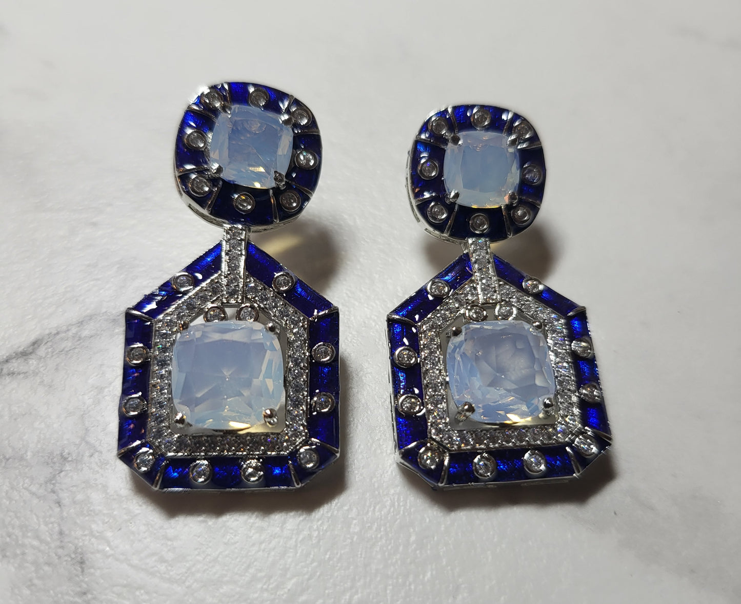 Crystal Dangler with Blue Enamel