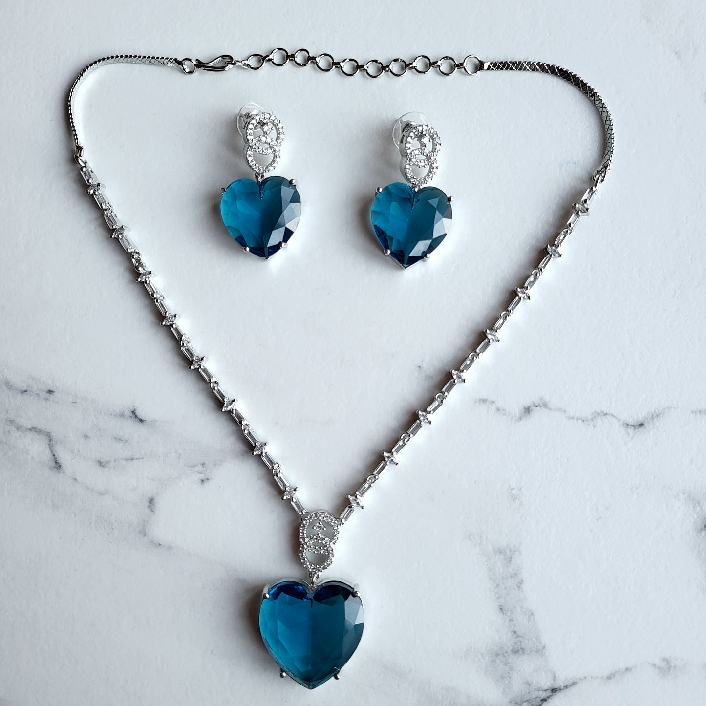 Crystal Heart Pendant Set