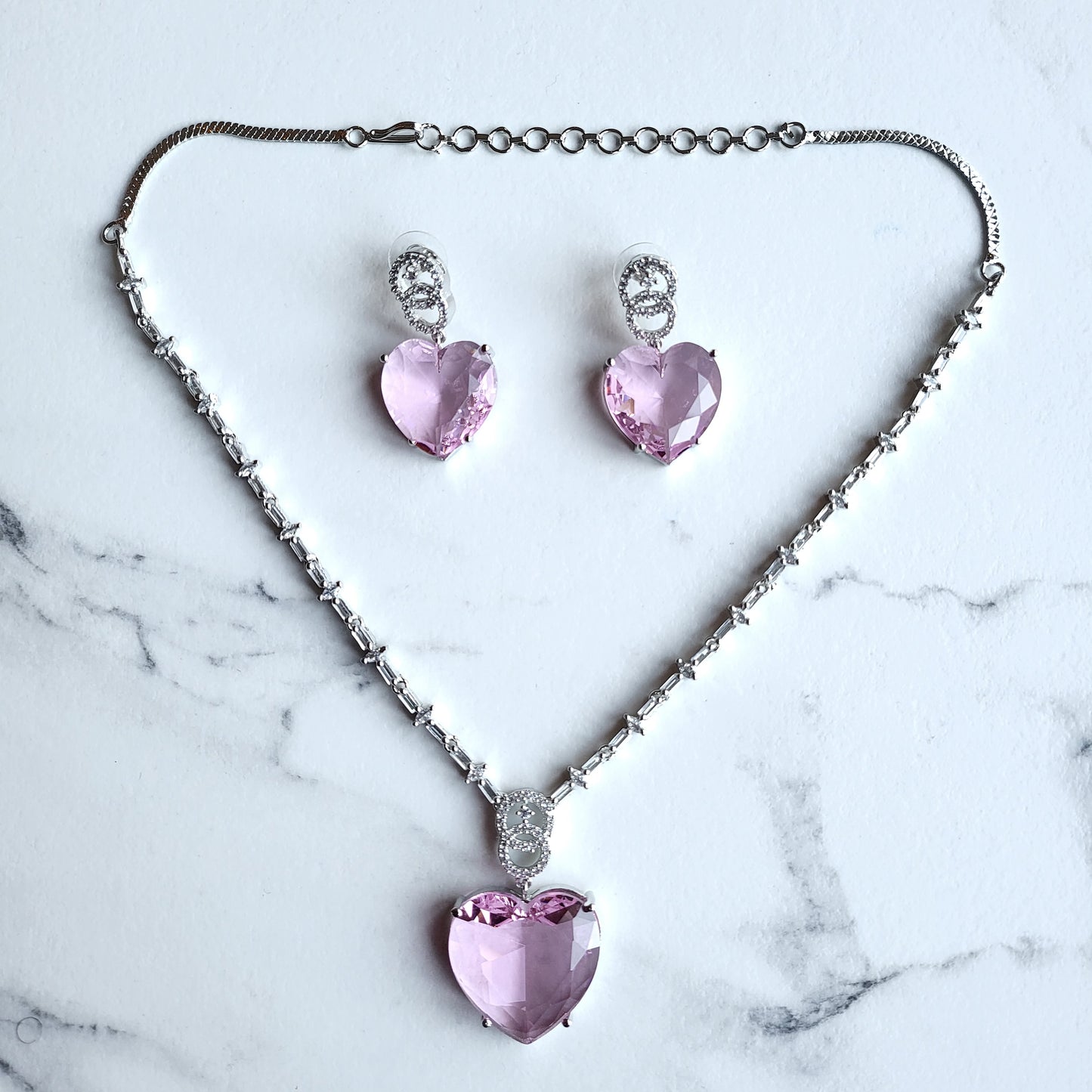 Crystal Heart Pendant Set