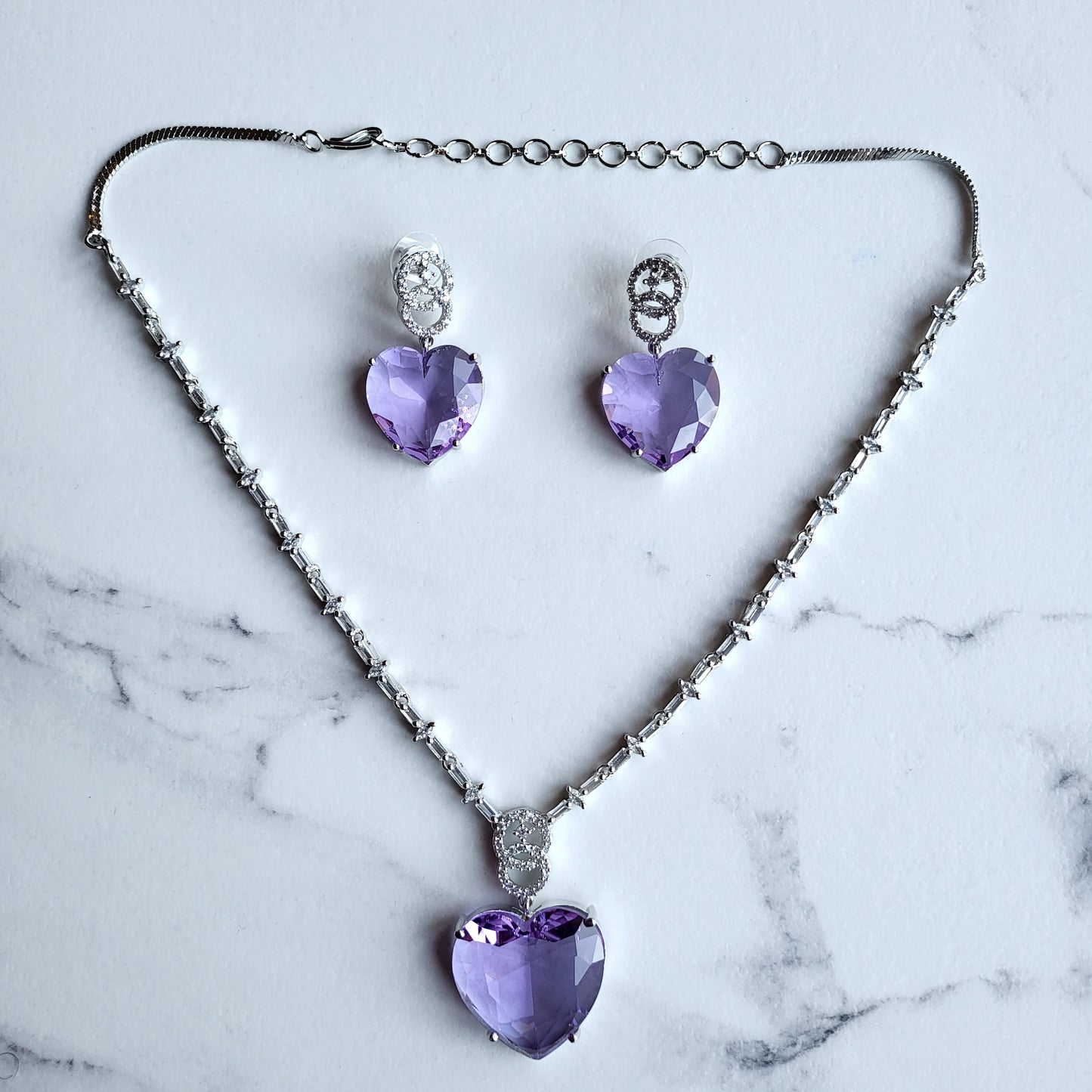 Crystal Heart Pendant Set