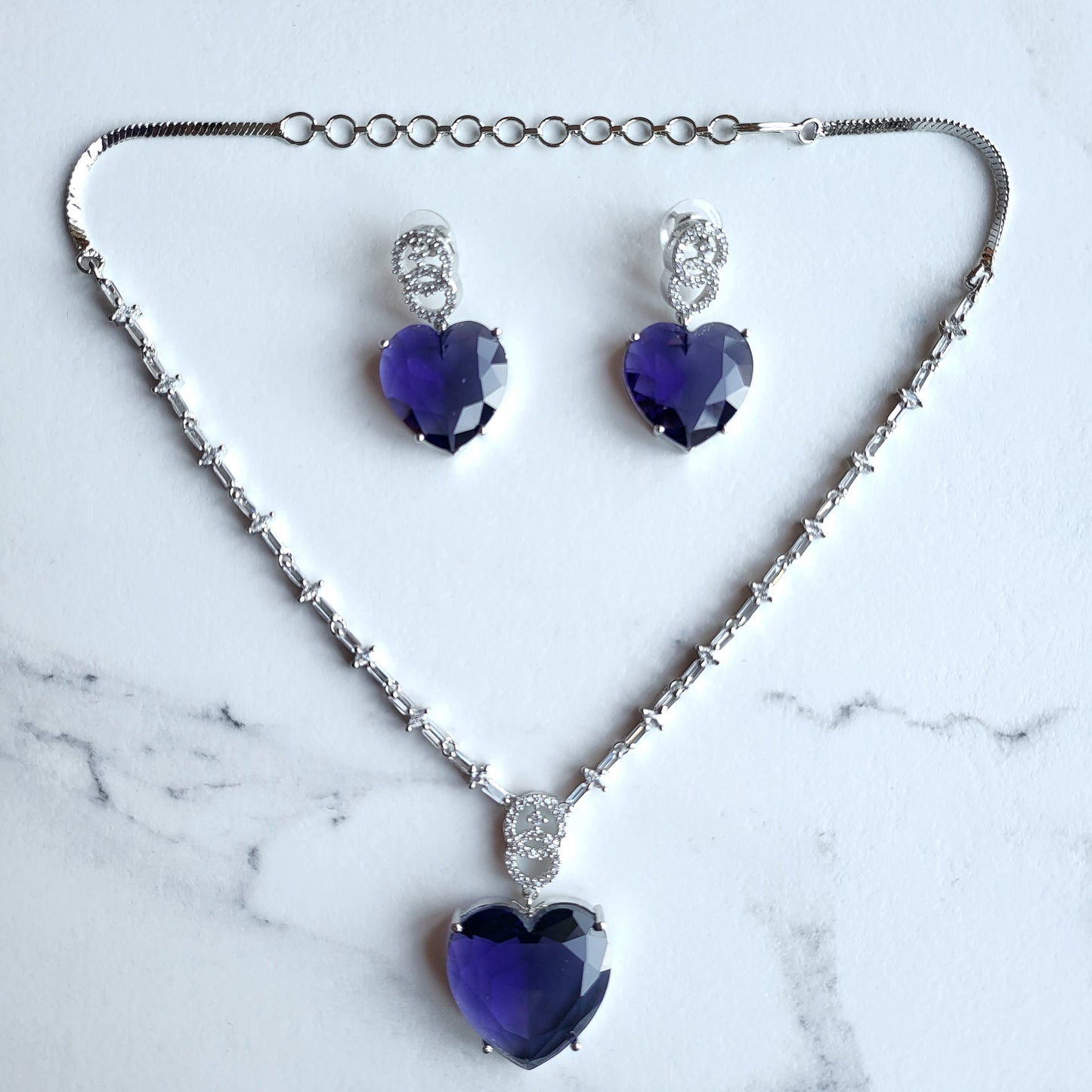 Crystal Heart Pendant Set