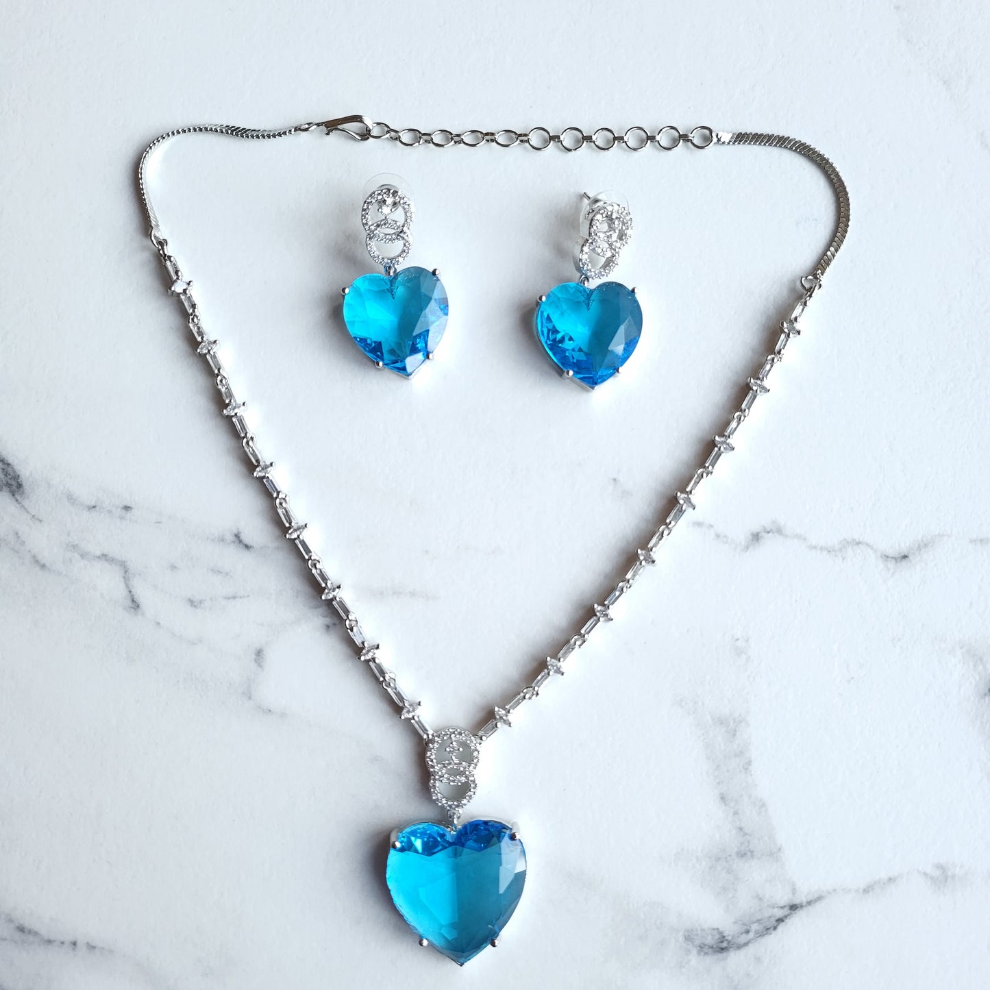 Crystal Heart Pendant Set