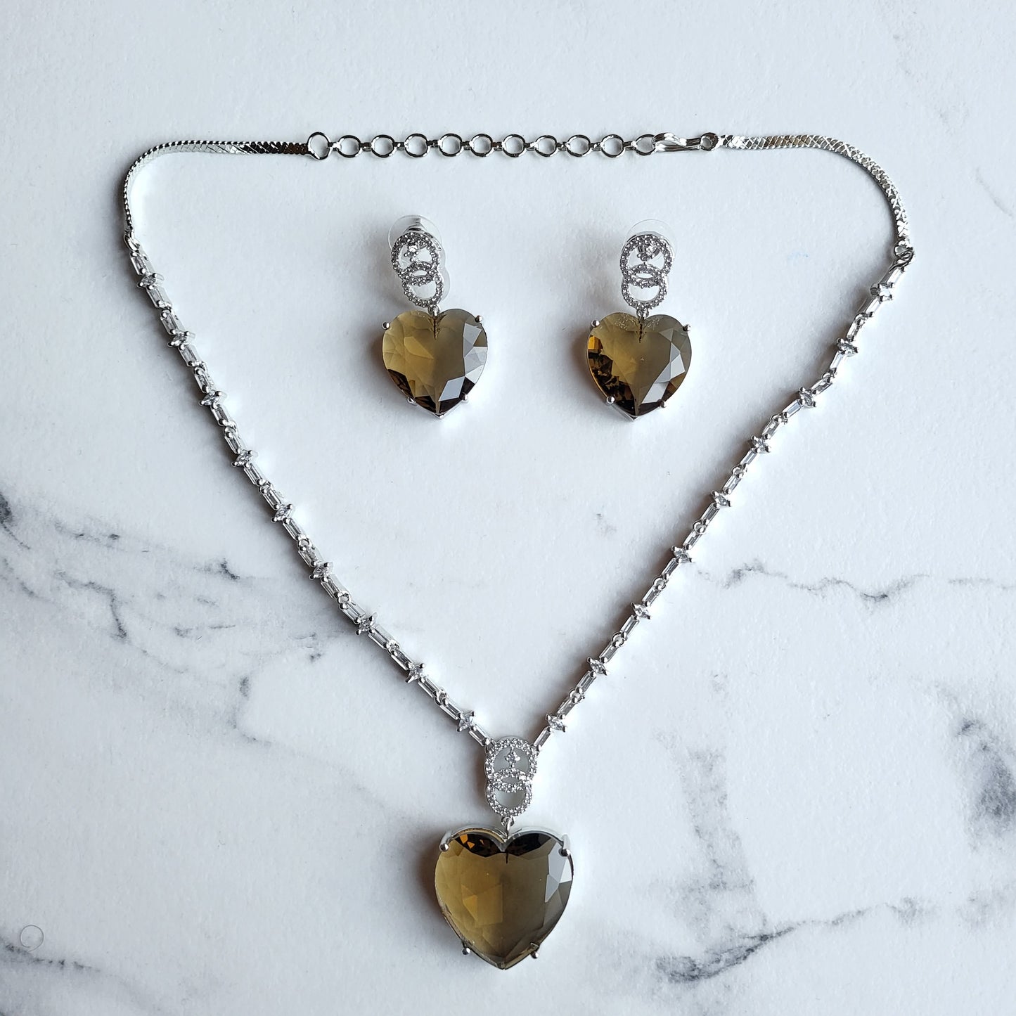 Crystal Heart Pendant Set