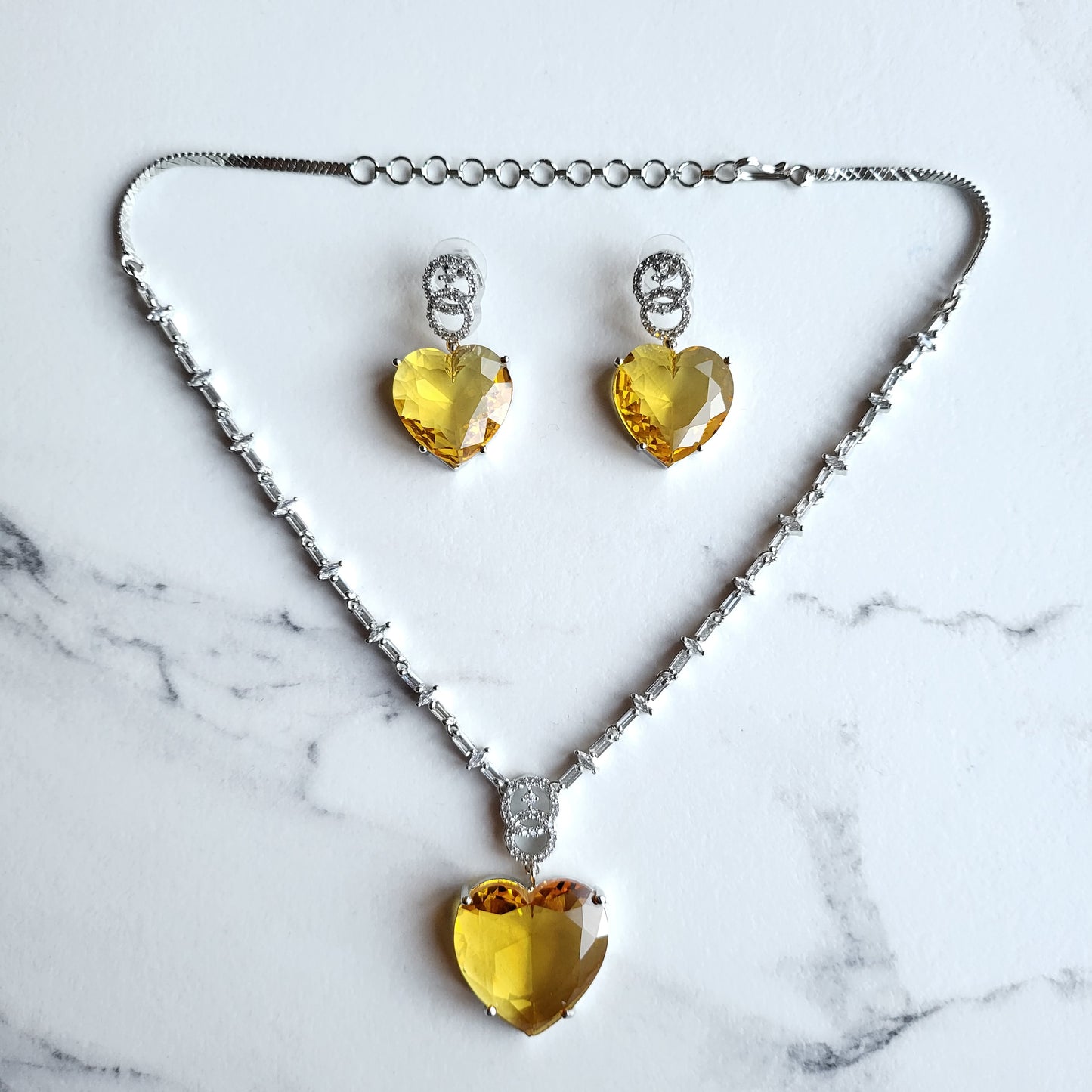 Crystal Heart Pendant Set