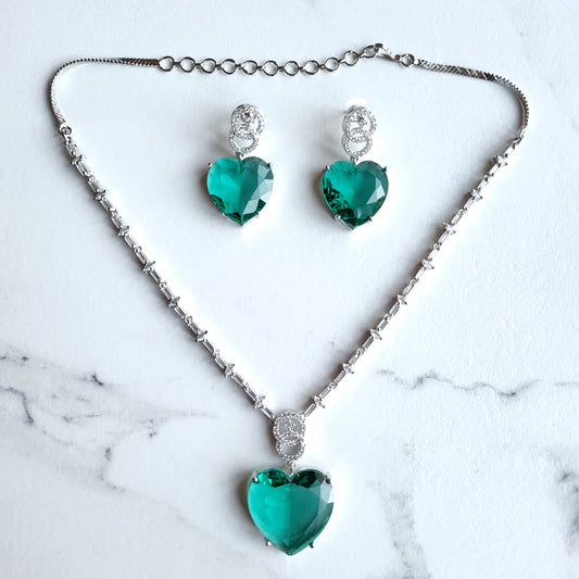 Crystal Heart Pendant Set