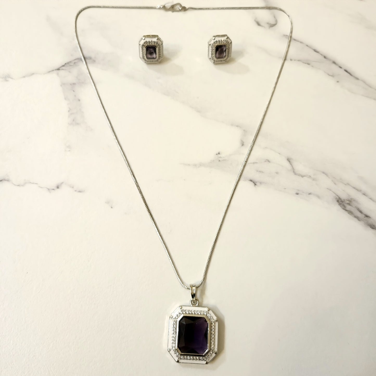 Crystal Pendant Set with Enamel