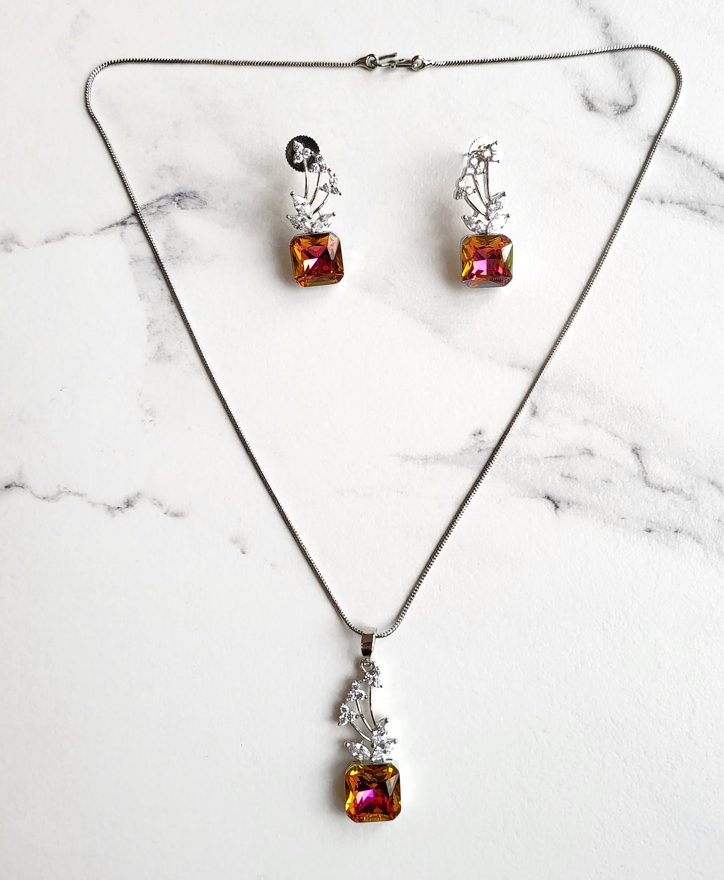 Cubic Zircon  Magical Crystal Pendant Set