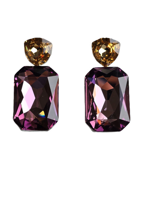 Darcy Dual Tone Large Octagon Crystal Dangle Earrings